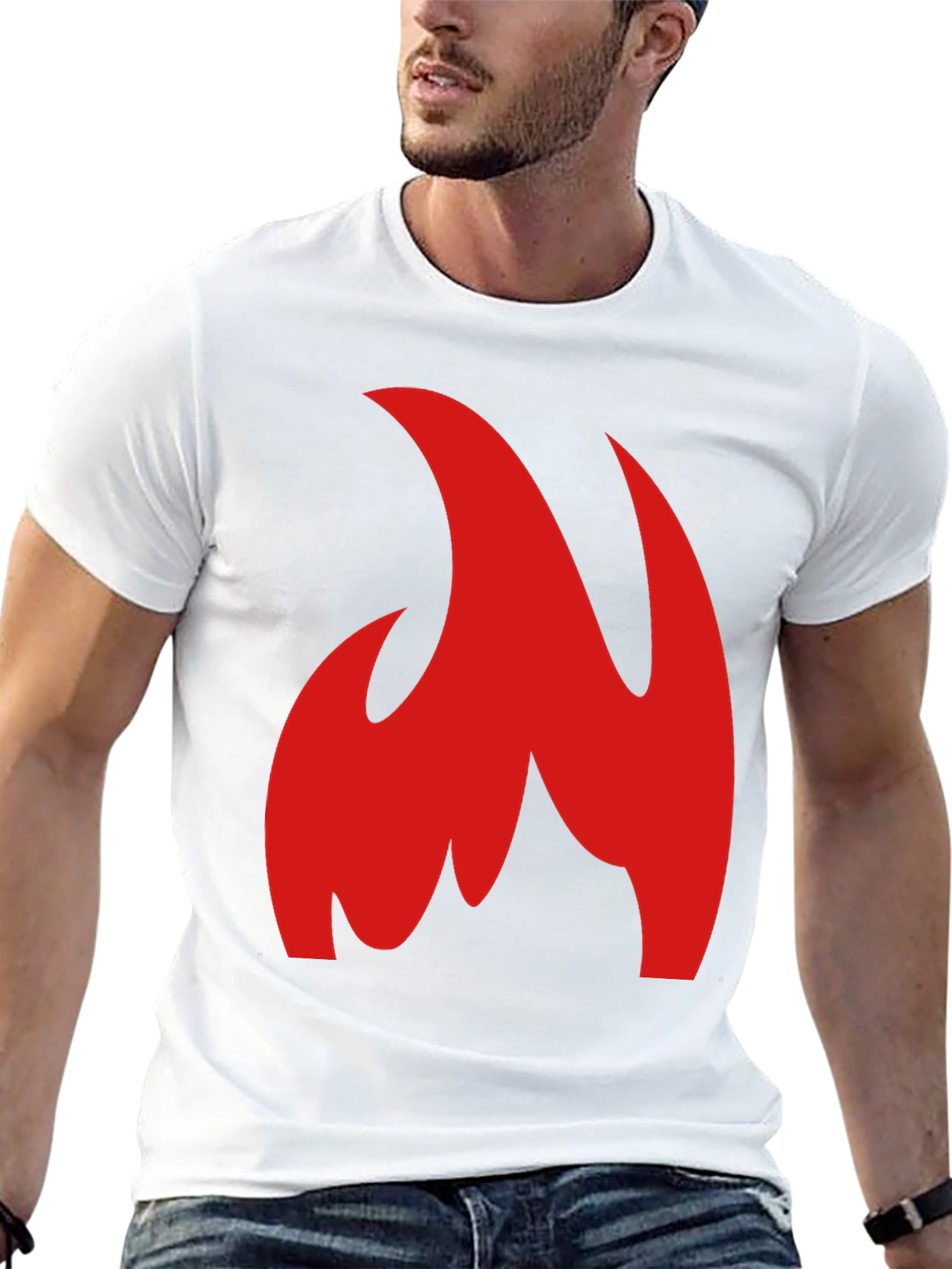 Bold Red Flame Graphic Black T-Shirt