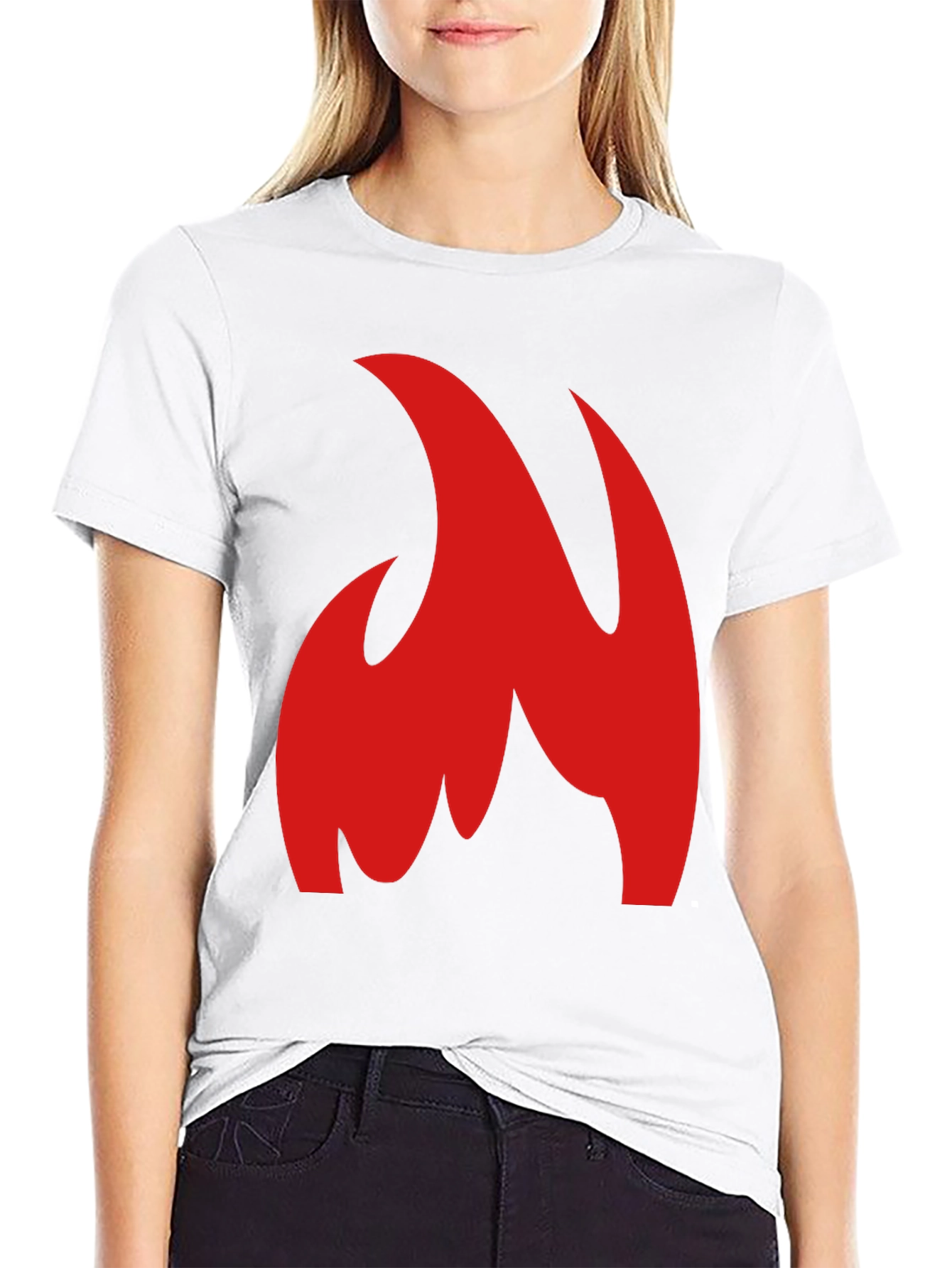 Bold Red Flame Graphic Black T-Shirt