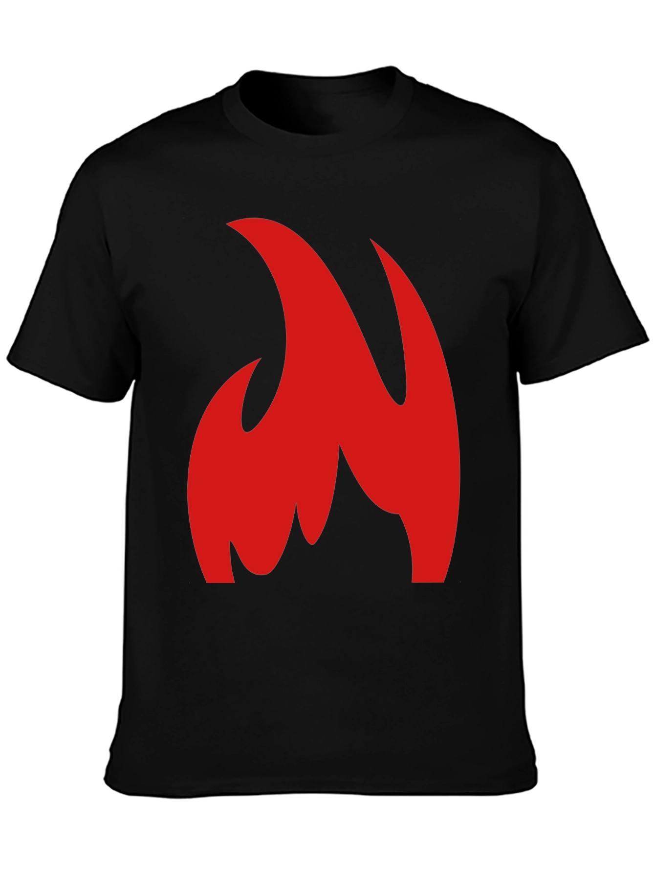 Bold Red Flame Graphic Black T-Shirt
