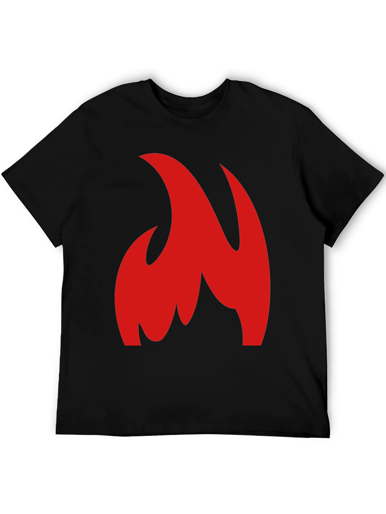 Bold Red Flame Graphic Black T-Shirt