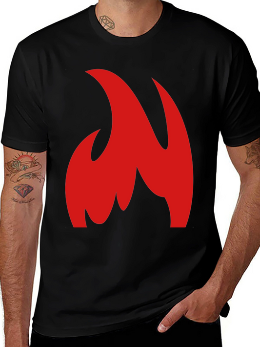 Bold Red Flame Graphic Black T-Shirt