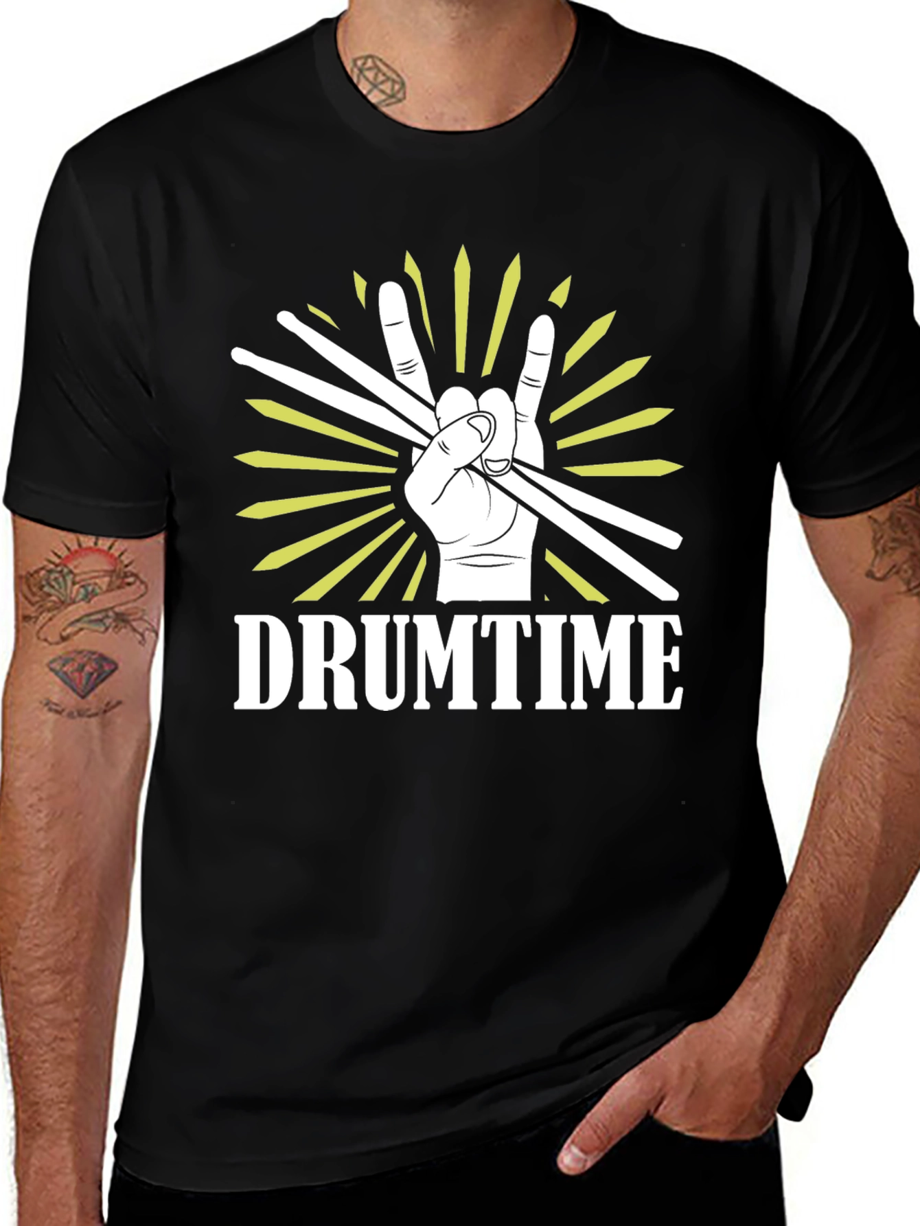 Drumtime Graphic Tee - Rock On Drummer T-Shirt