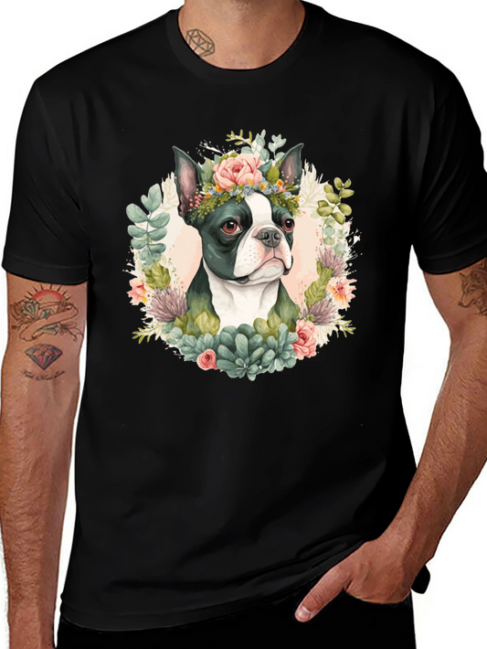 Dog Floral Crown Graphic Tee