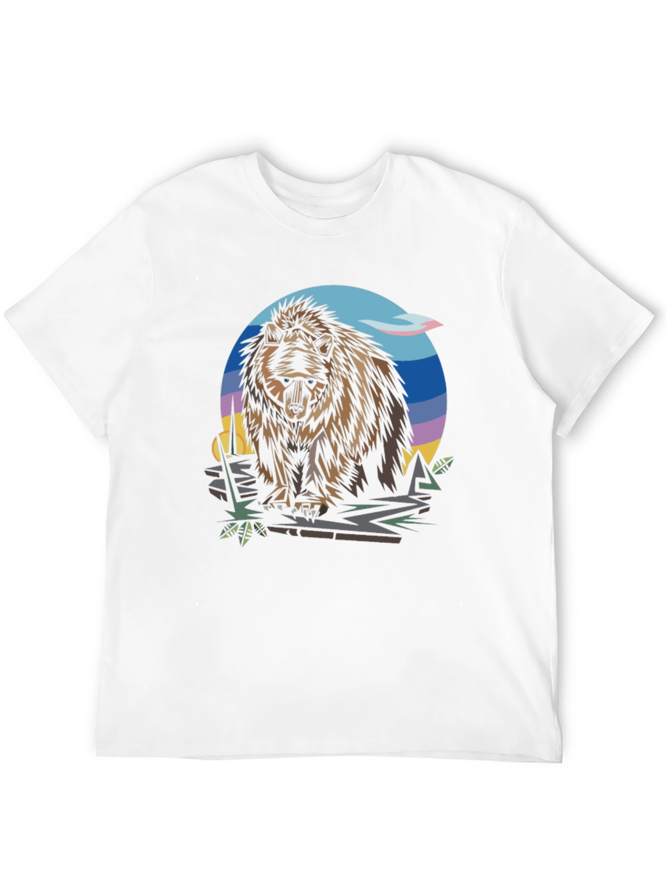 Bear Graphic Print Black T-Shirt