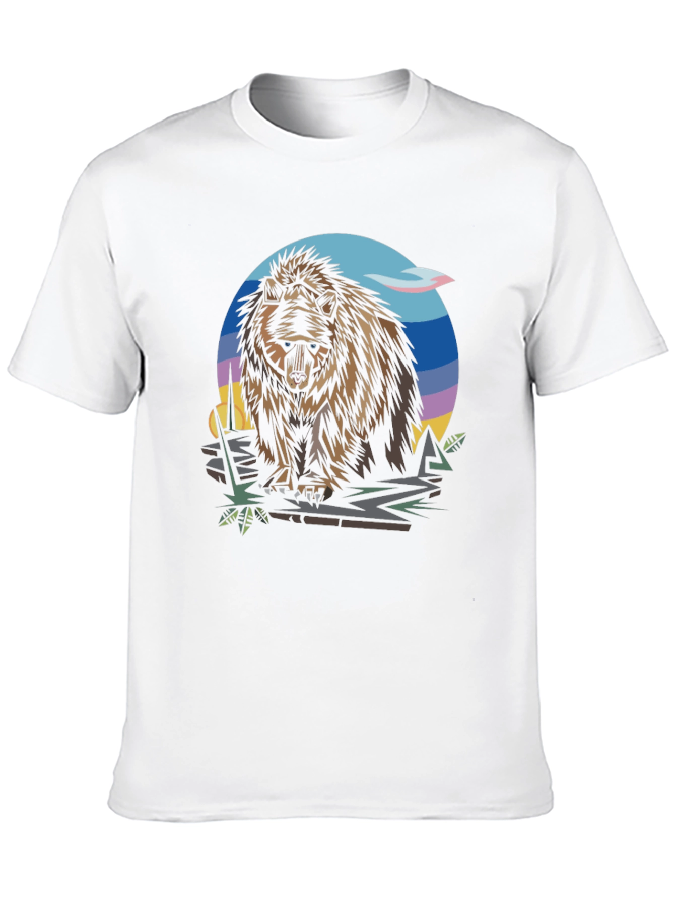 Bear Graphic Print Black T-Shirt