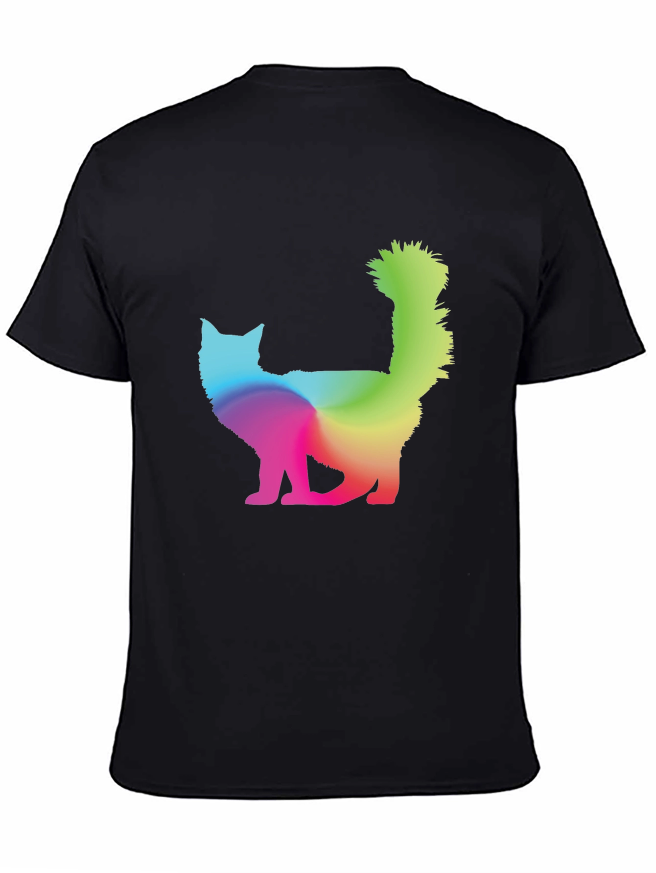 Rainbow Cat Graphic T-Shirt - Mens Black Tee