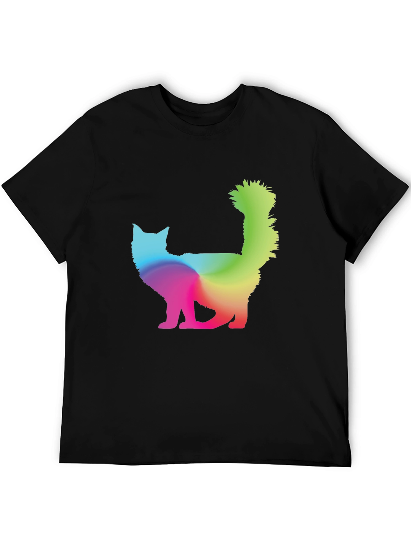 Rainbow Cat Graphic T-Shirt - Mens Black Tee