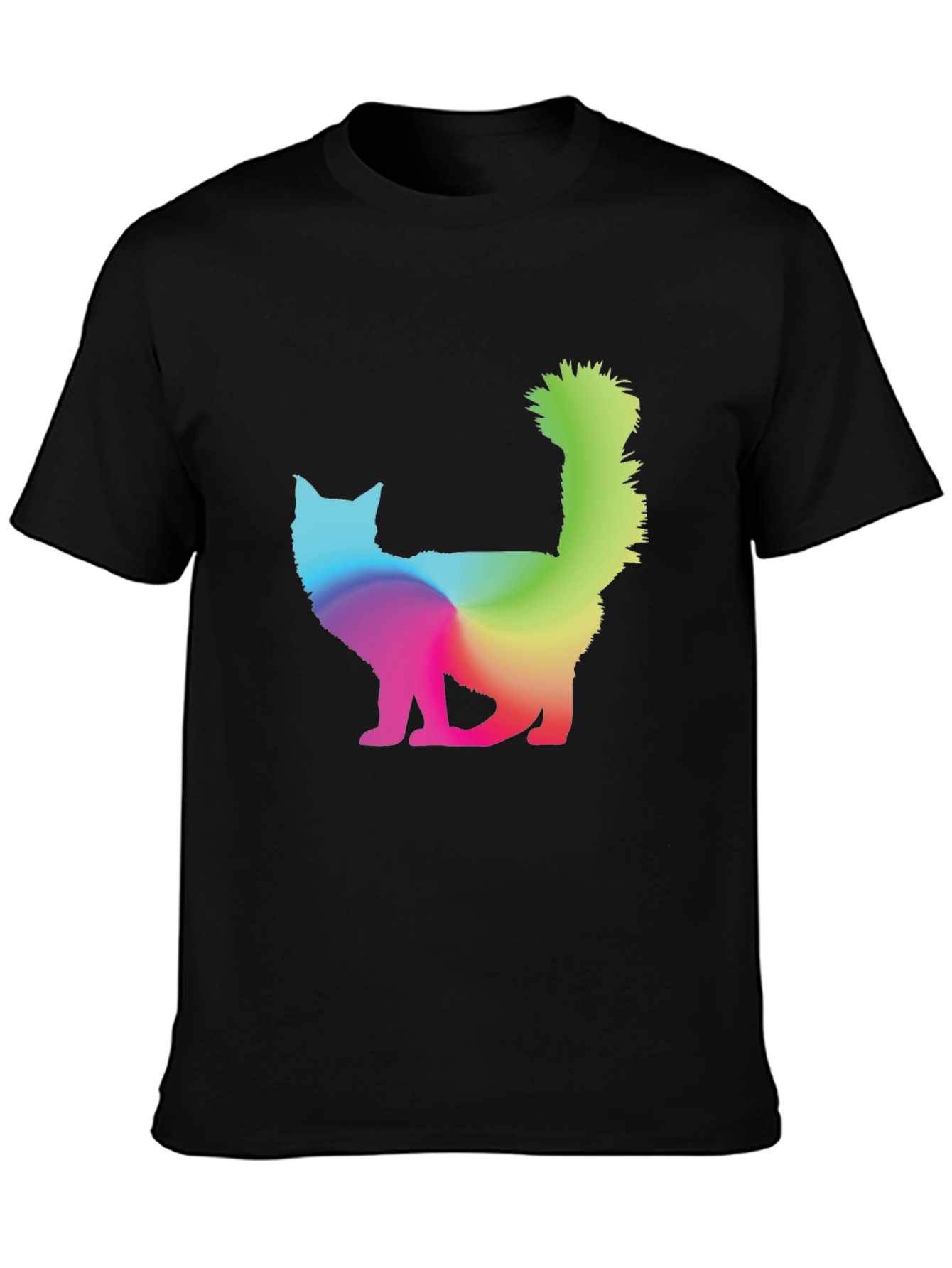 Rainbow Cat Graphic T-Shirt - Mens Black Tee