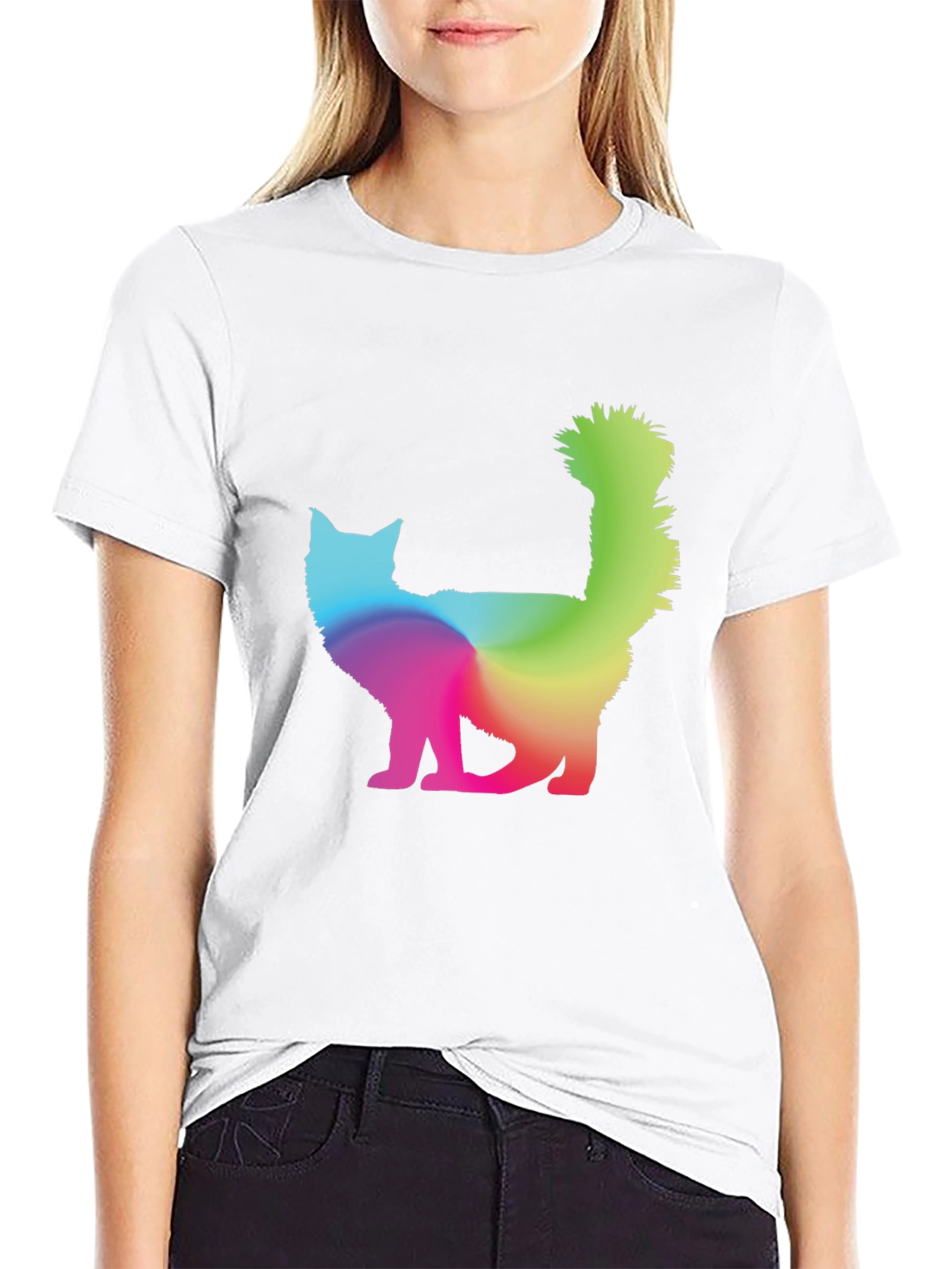 Rainbow Cat Graphic T-Shirt - Mens Black Tee