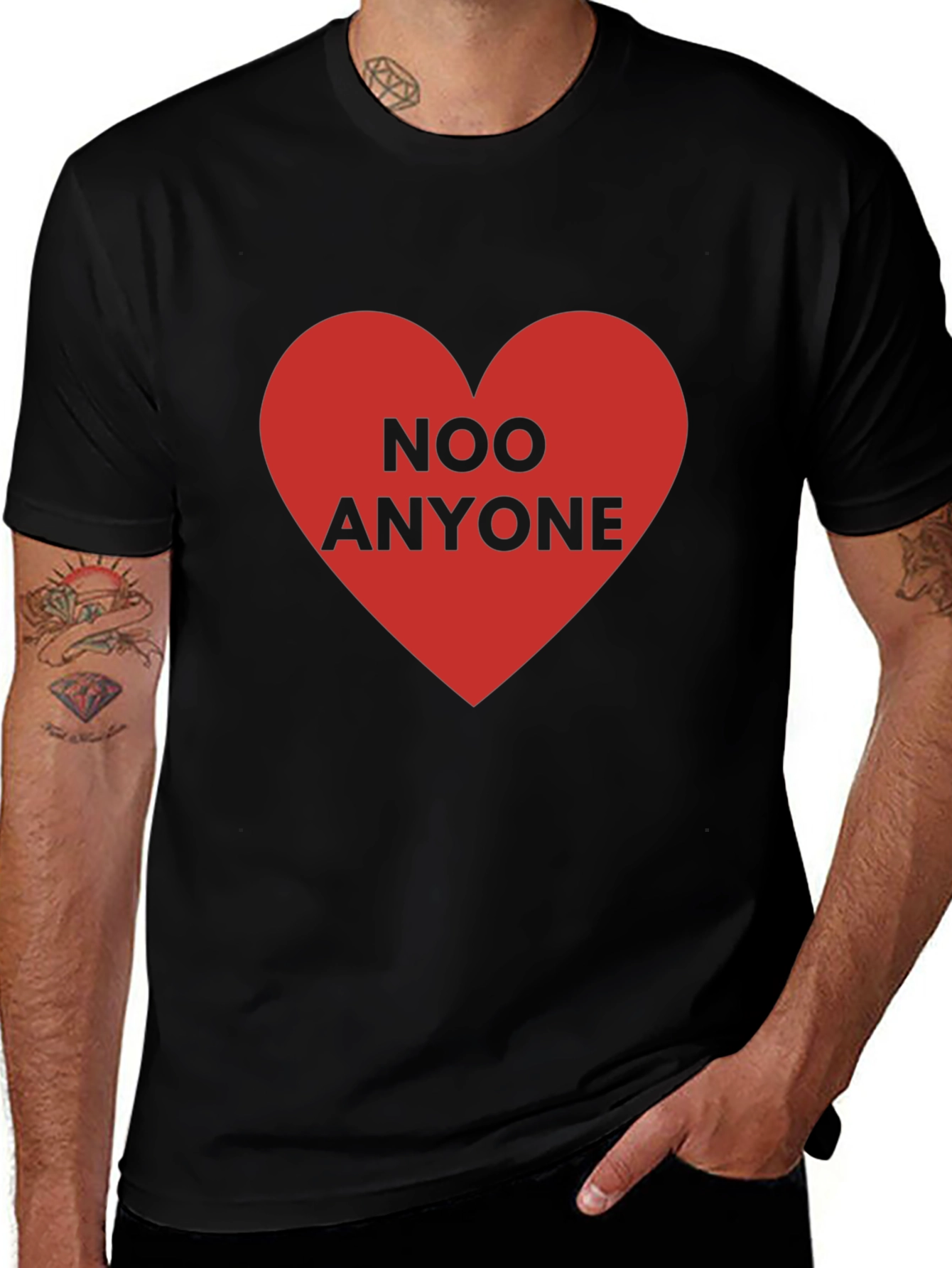 No One Heart Graphic T-Shirt - Black Cotton Tee