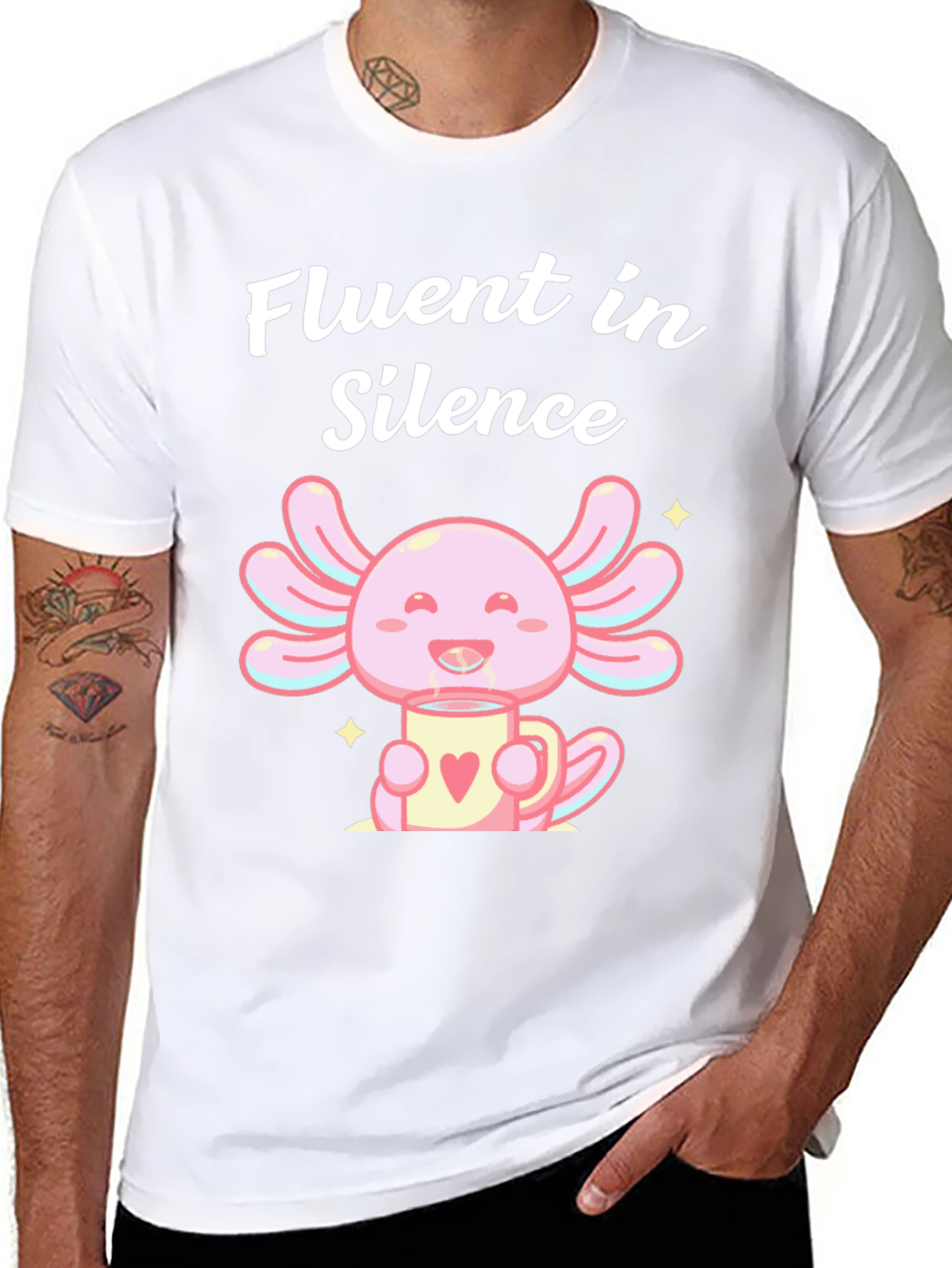 Fluent in Silence Axolotl Black T-Shirt