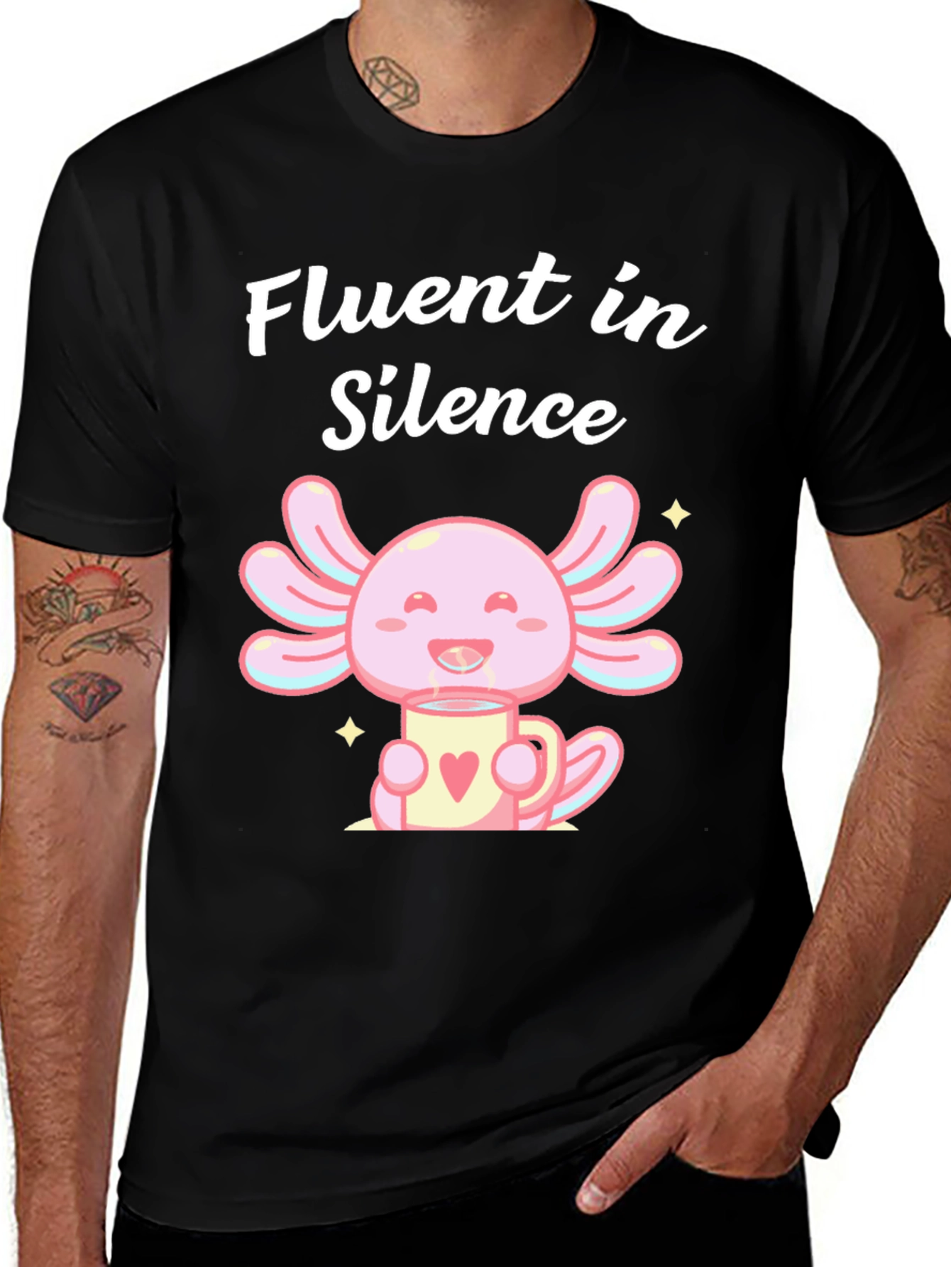 Fluent in Silence Axolotl Black T-Shirt
