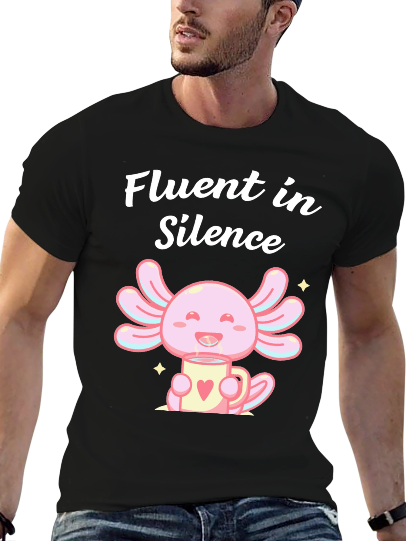 Fluent in Silence Axolotl Black T-Shirt