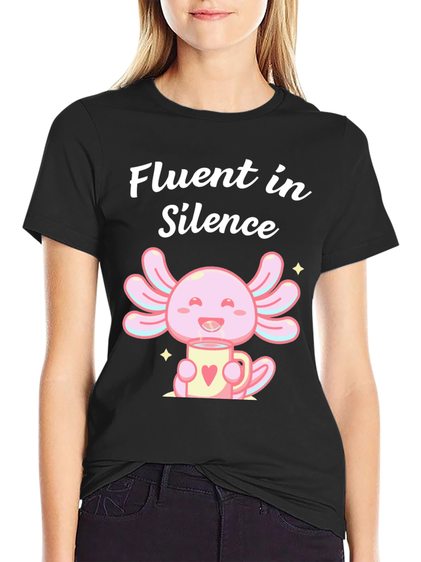 Fluent in Silence Axolotl Black T-Shirt