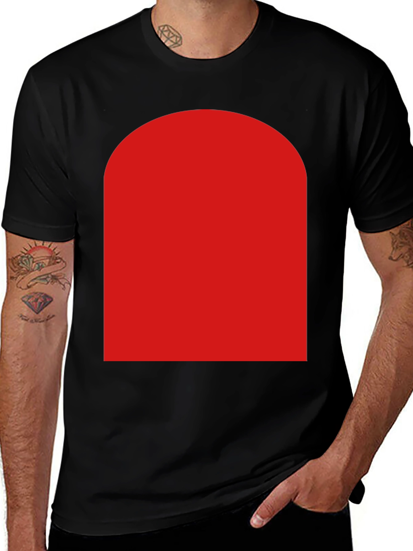 Bold Red Arch Graphic Black T-Shirt
