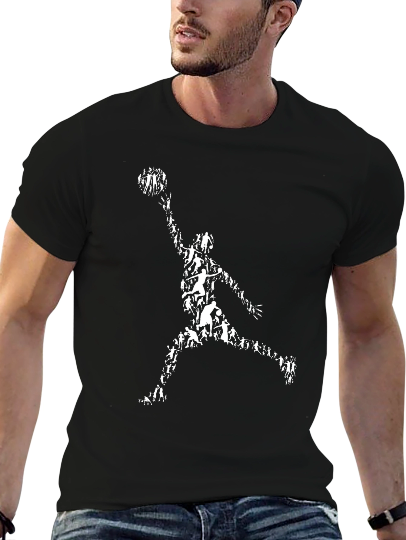 Basketball Player Silhouette Black Graphic Tee