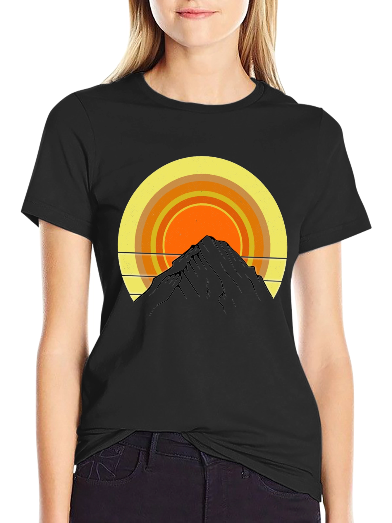 Mountain Sunset Graphic Tee - Retro Style