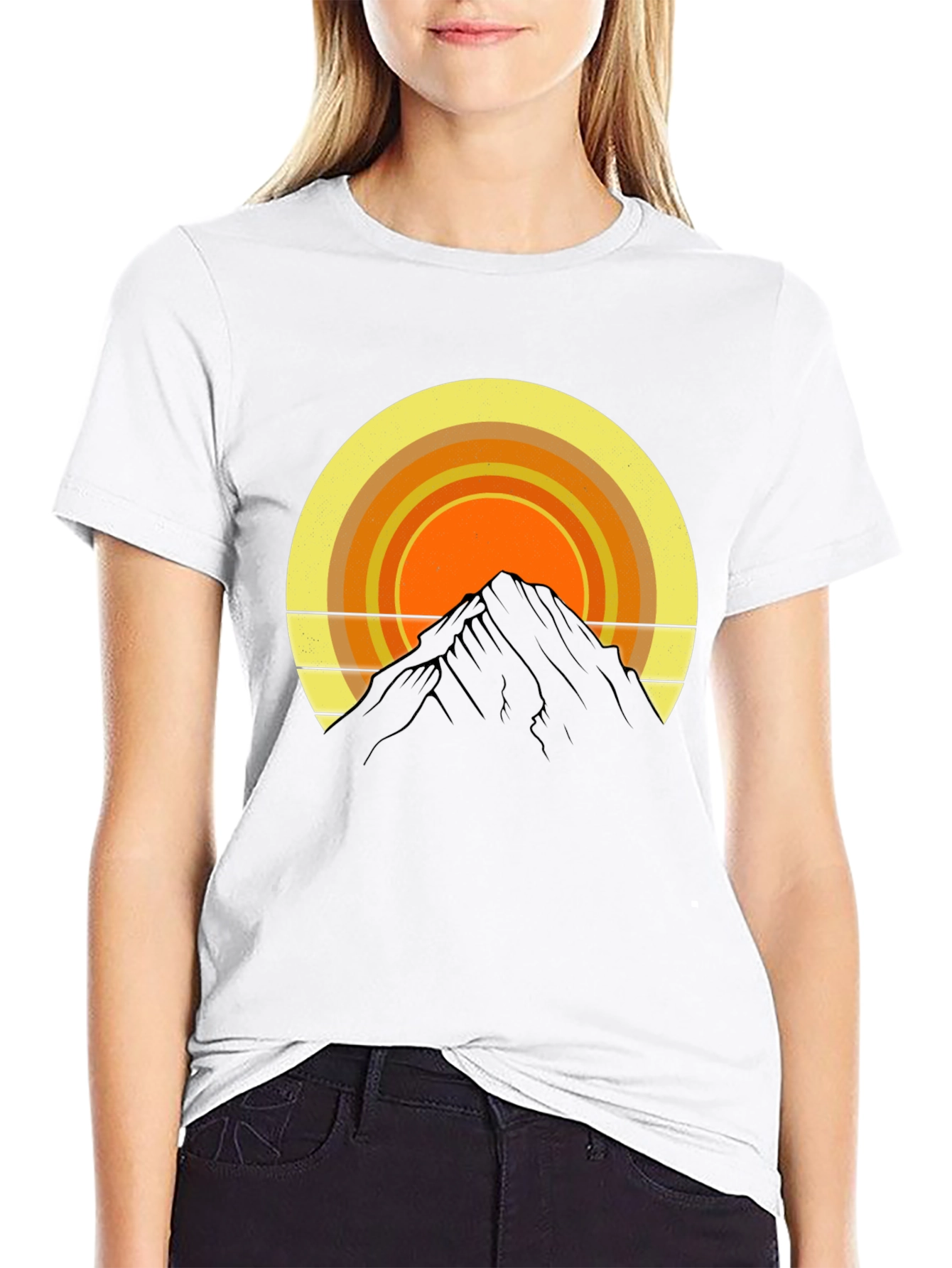Mountain Sunset Graphic Tee - Retro Style