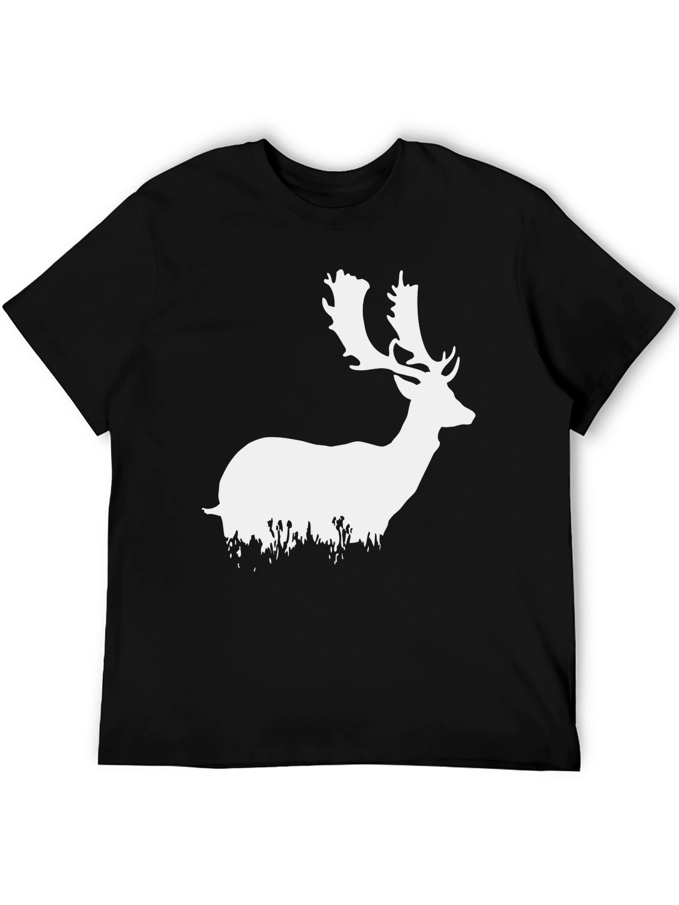 Deer Silhouette Graphic Tee - Black Cotton Blend