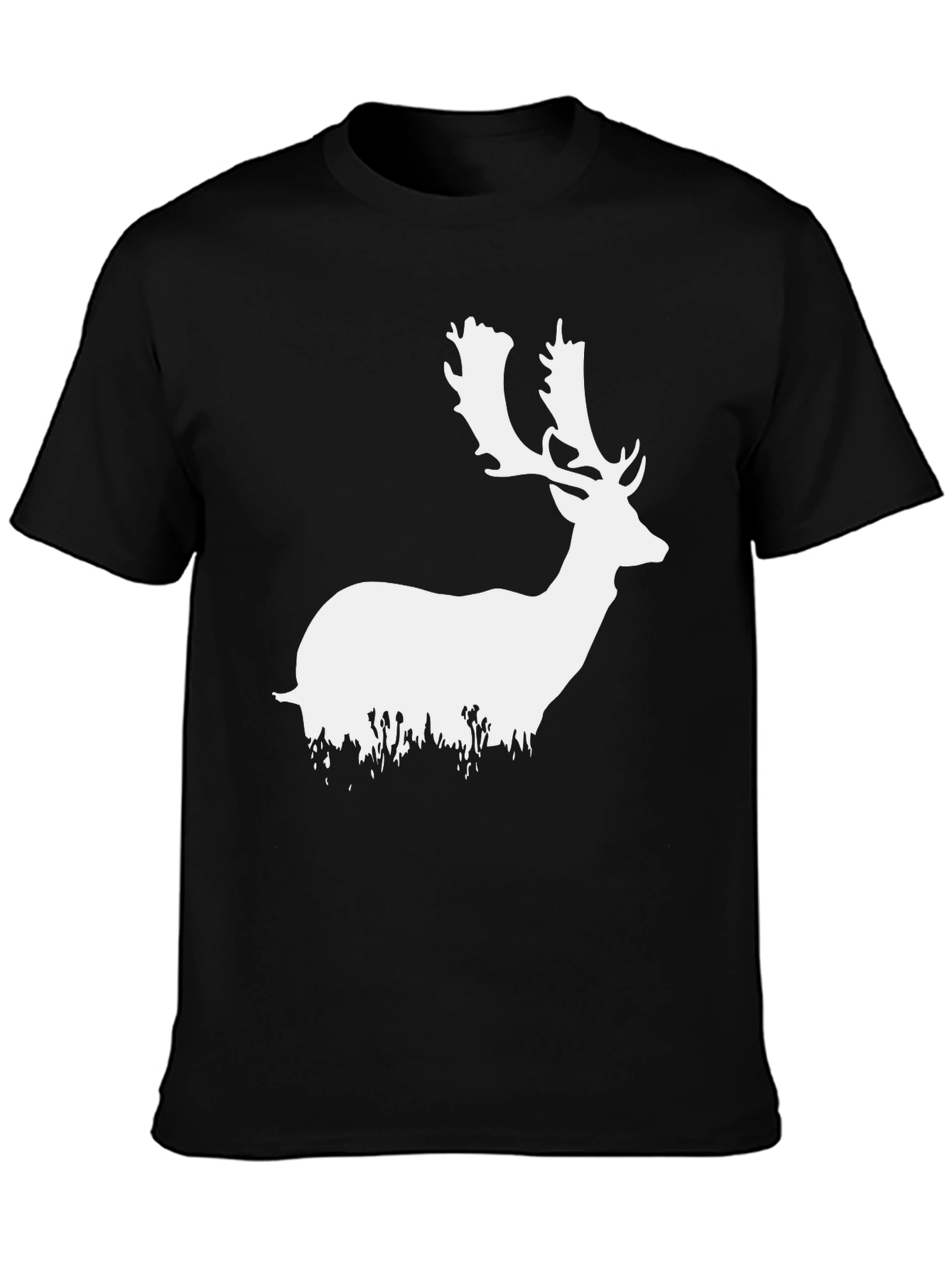Deer Silhouette Graphic Tee - Black Cotton Blend