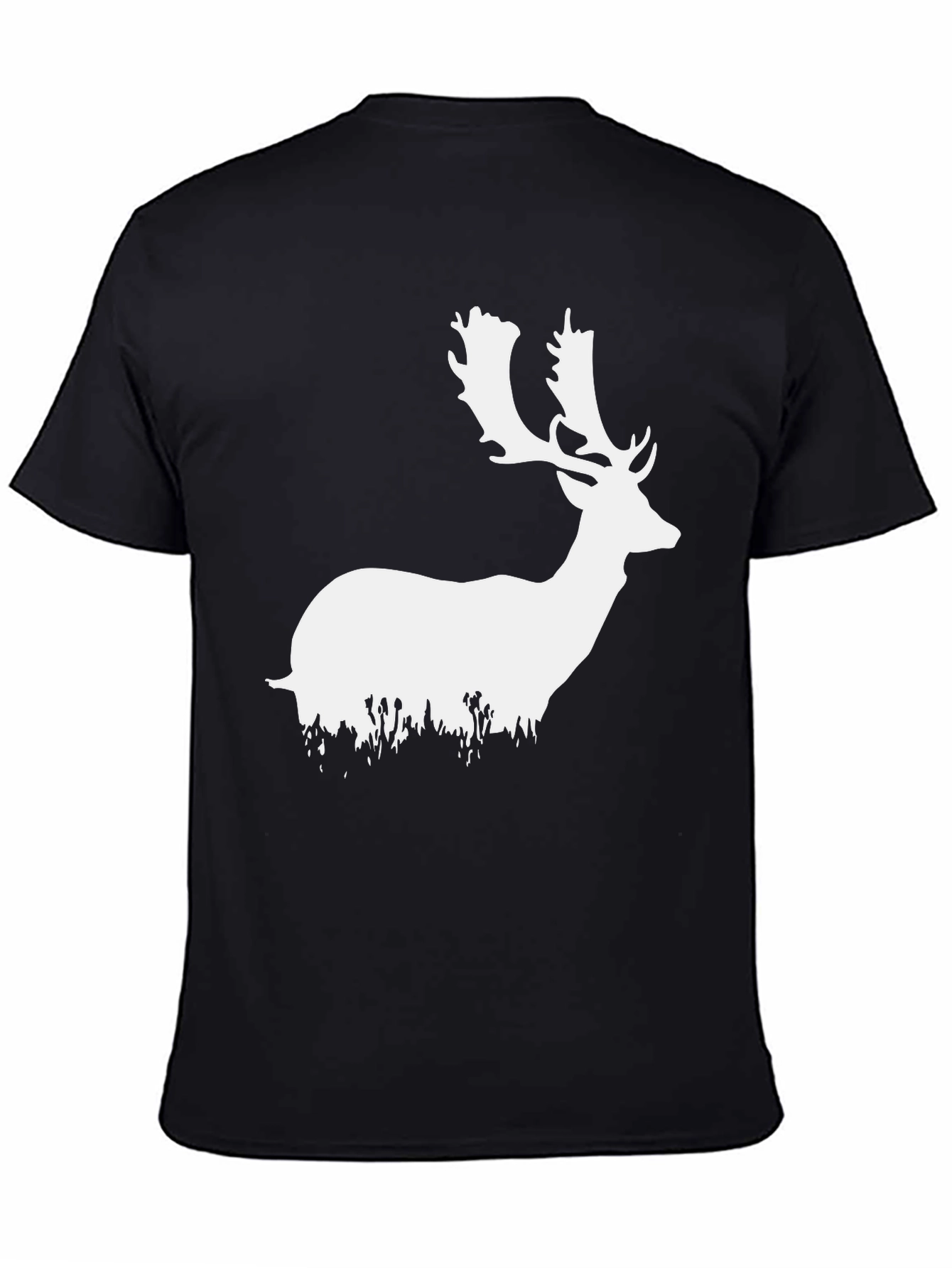 Deer Silhouette Graphic Tee - Black Cotton Blend