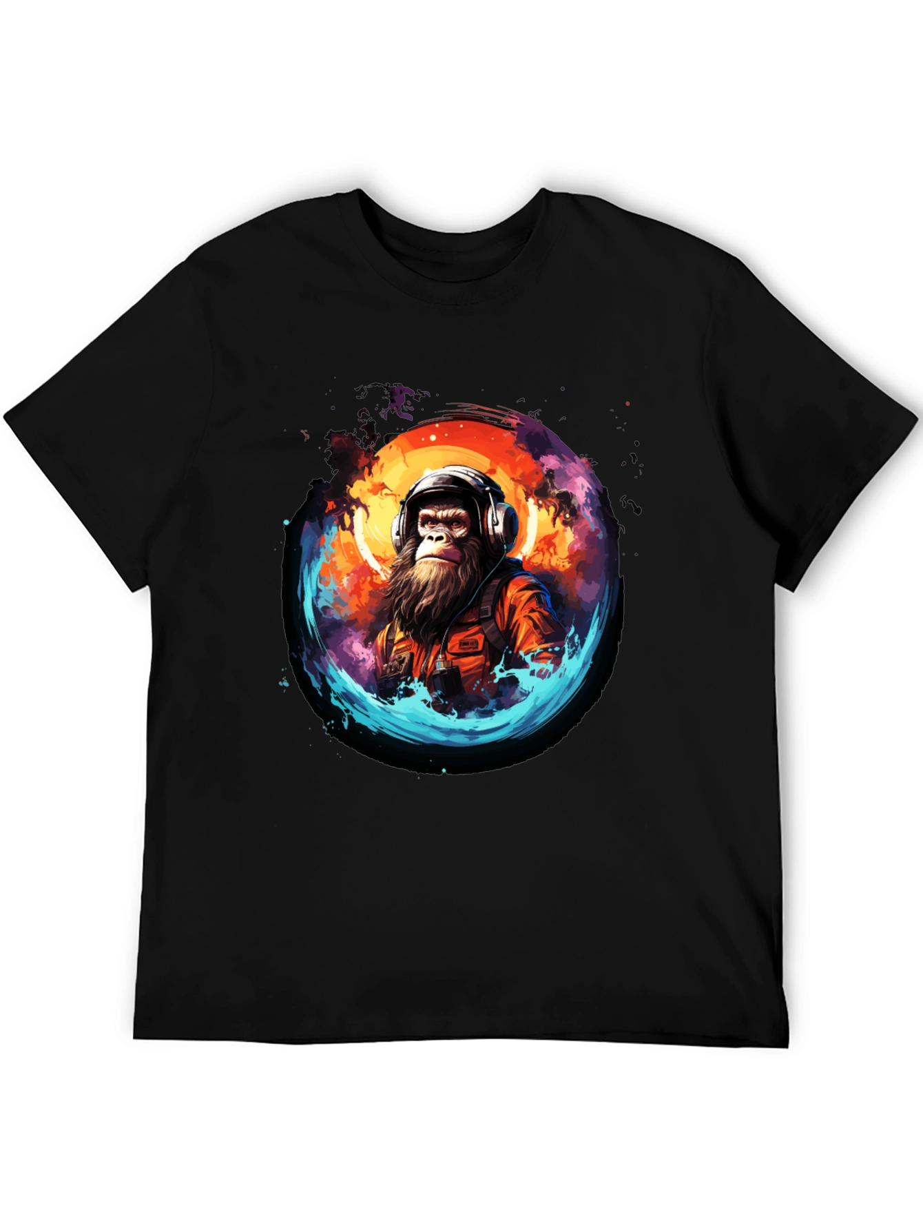 Monkey DJ Graphic Tee - Trendy Black T-Shirt
