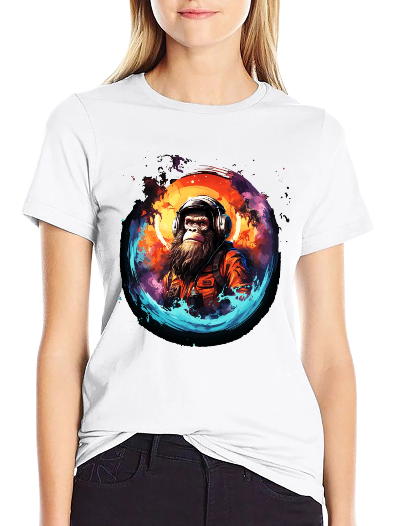 Monkey DJ Graphic Tee - Trendy Black T-Shirt