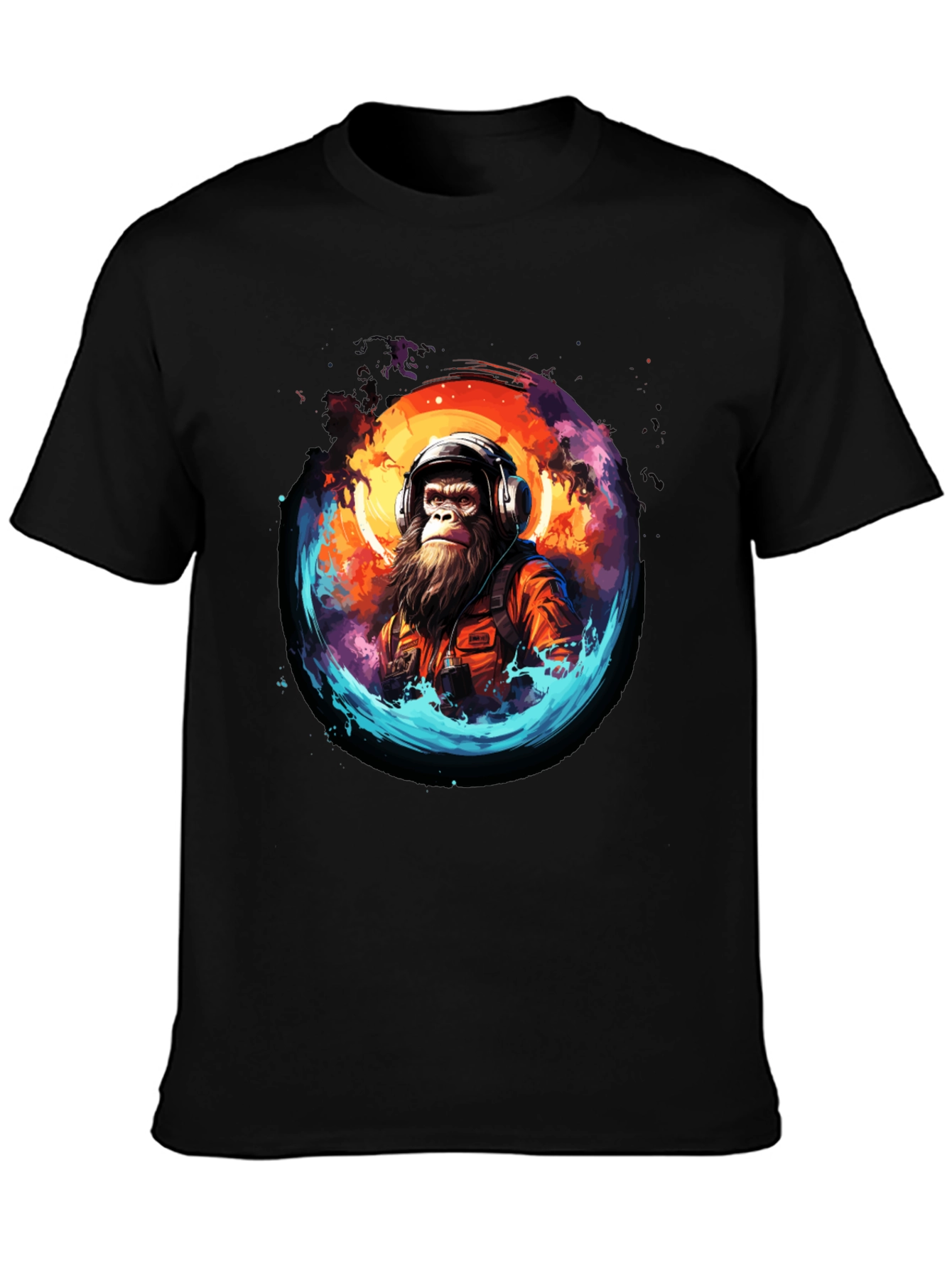 Monkey DJ Graphic Tee - Trendy Black T-Shirt