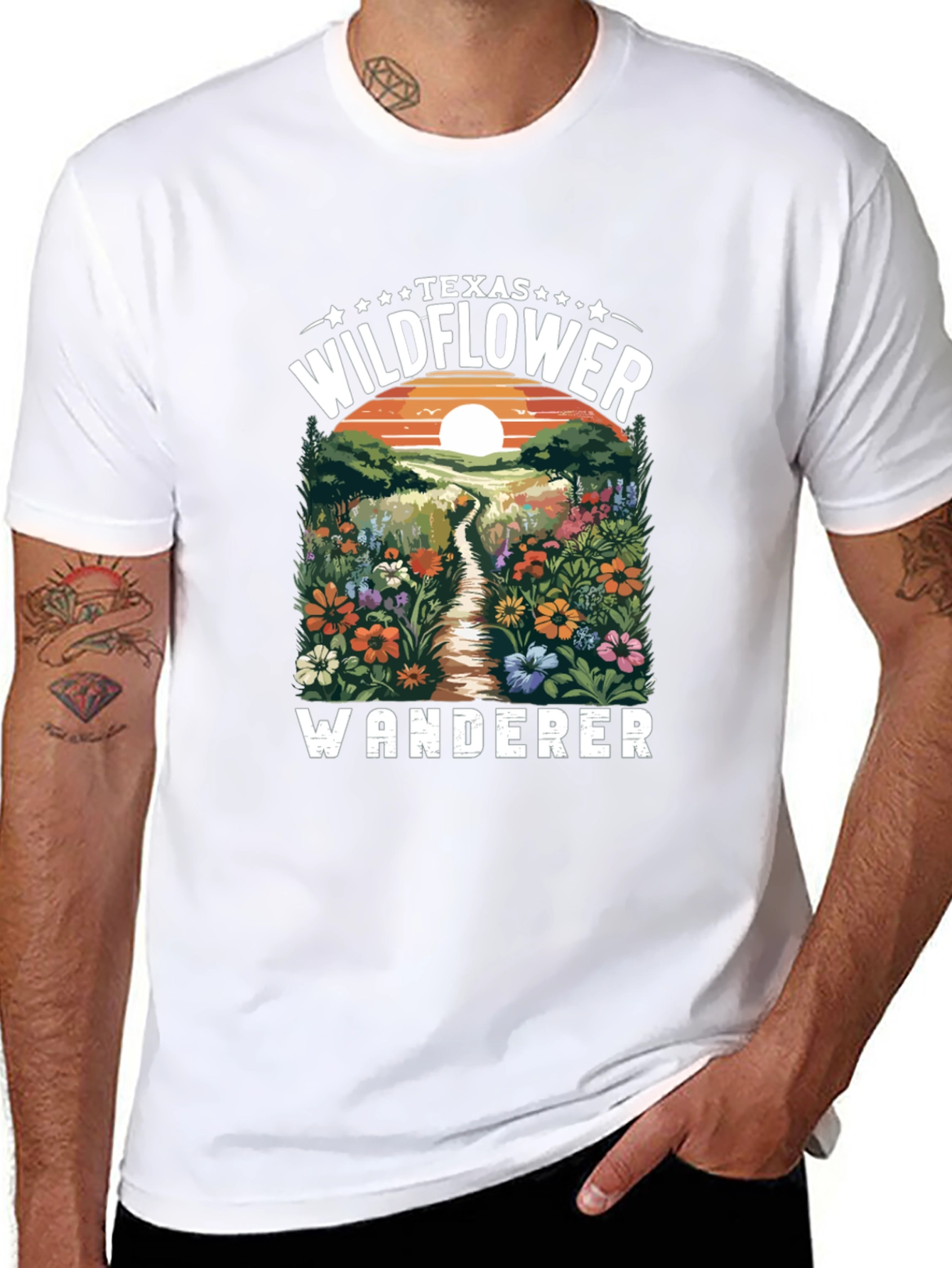 Texas Wildflower Wanderer Black Graphic Tee