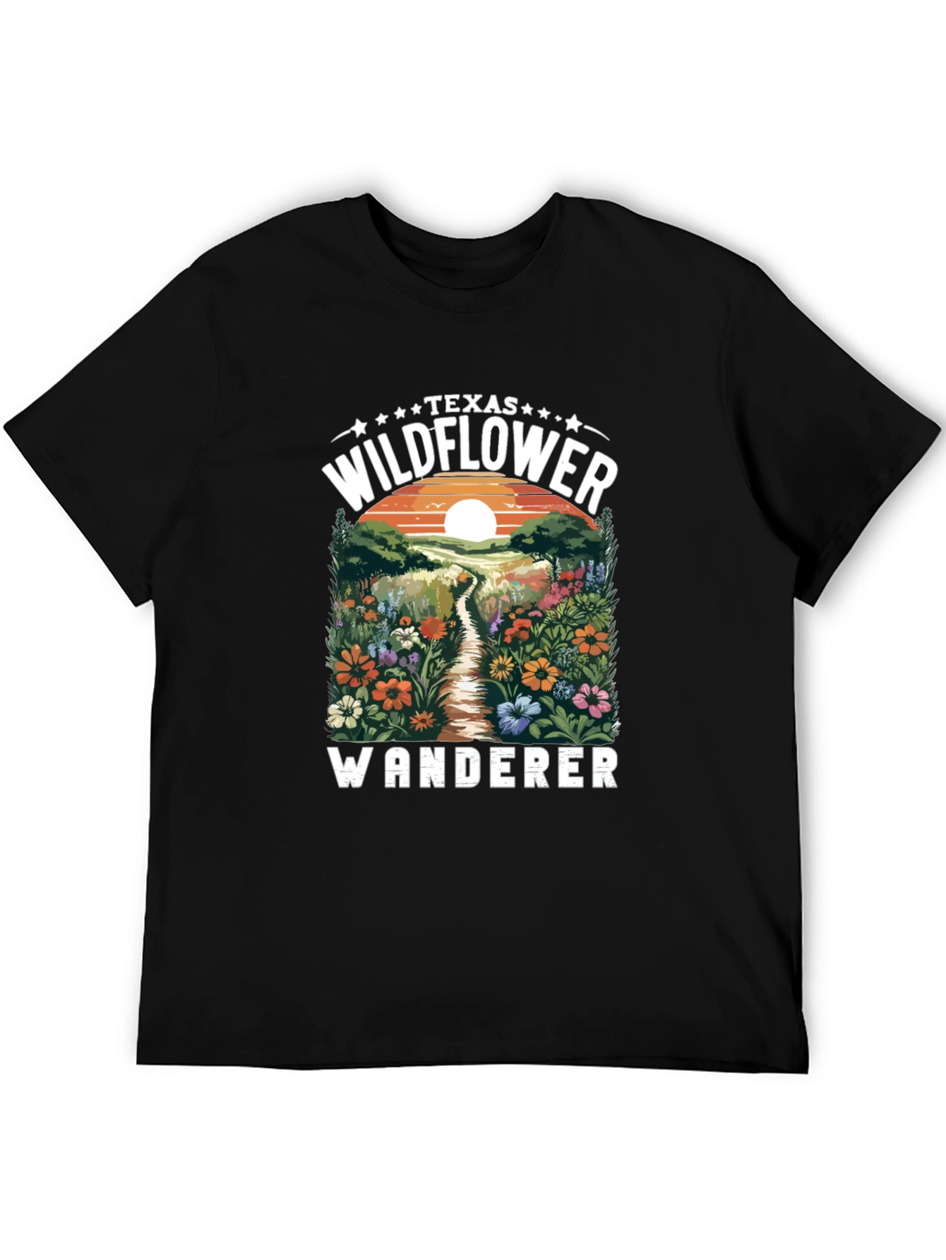 Texas Wildflower Wanderer Black Graphic Tee