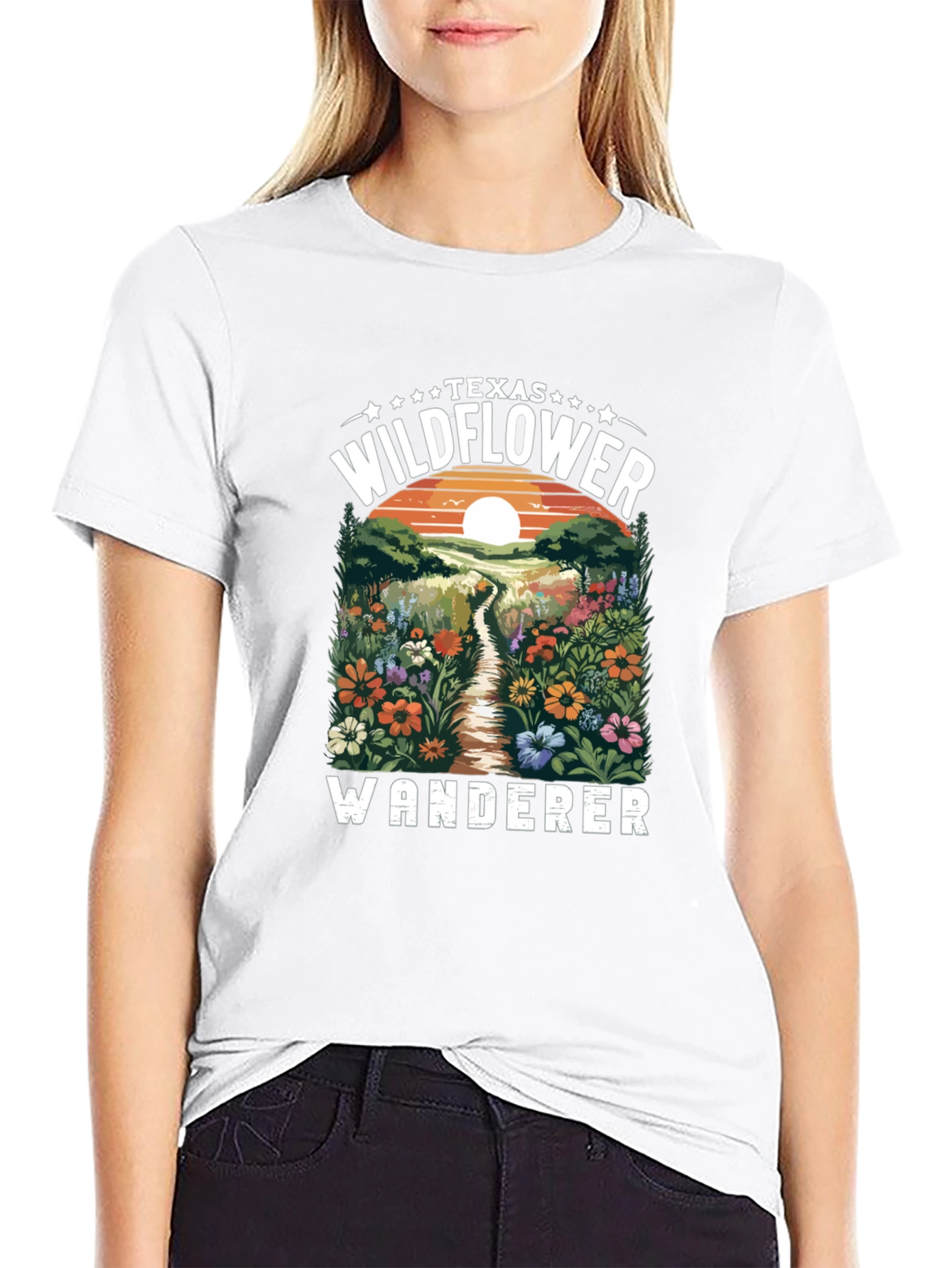 Texas Wildflower Wanderer Black Graphic Tee