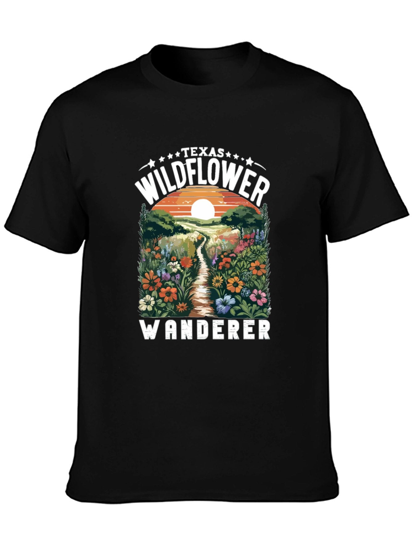 Texas Wildflower Wanderer Black Graphic Tee