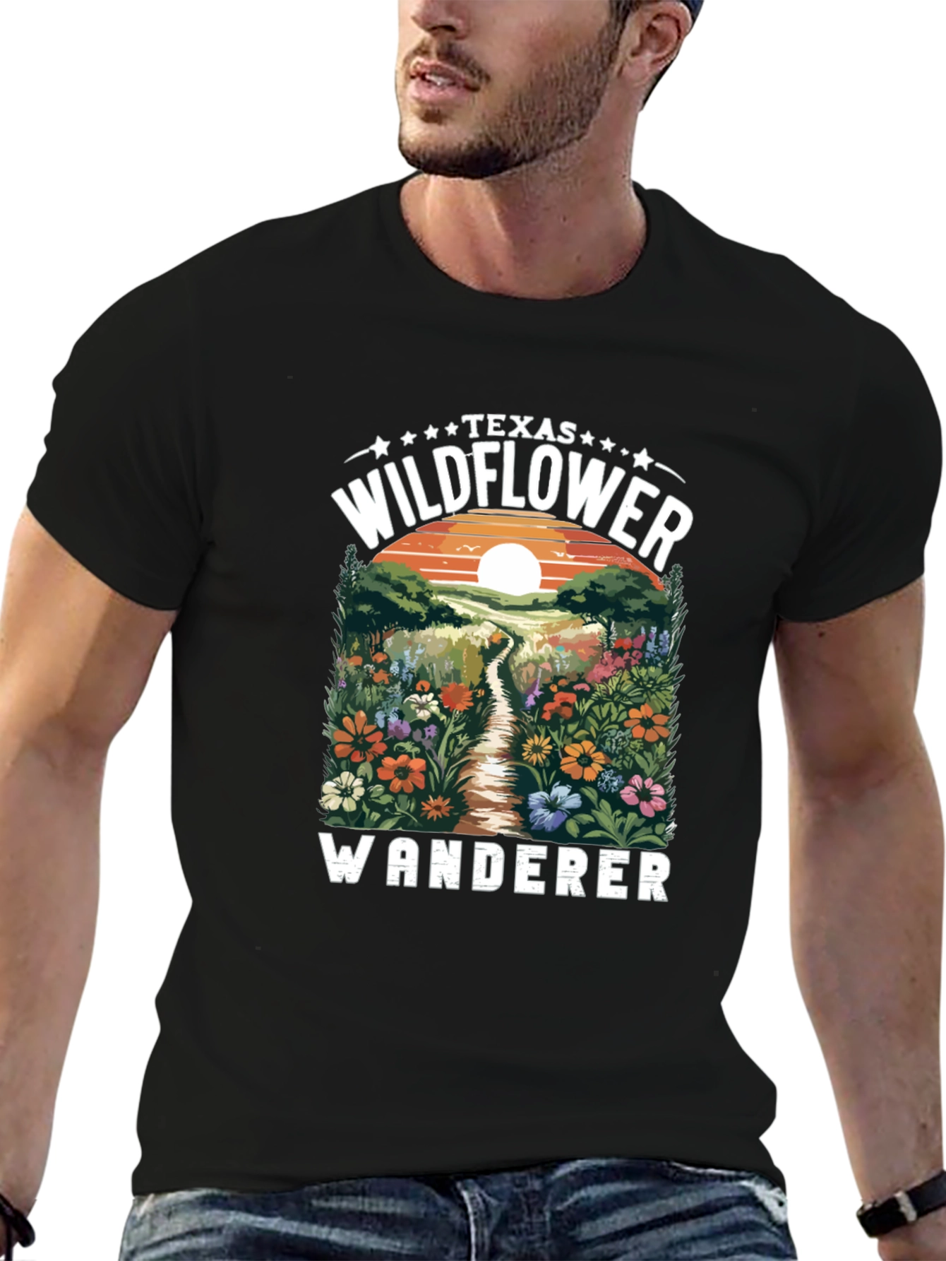 Texas Wildflower Wanderer Black Graphic Tee