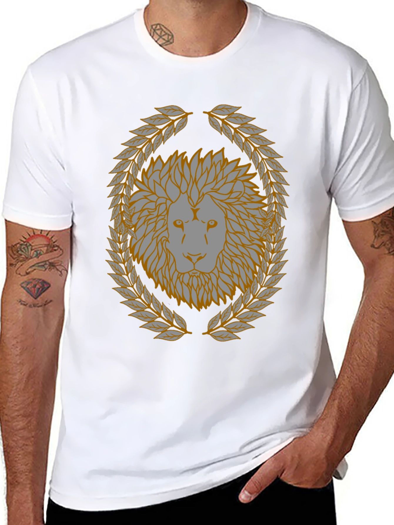 Lion Laurel Wreath Graphic T-Shirt