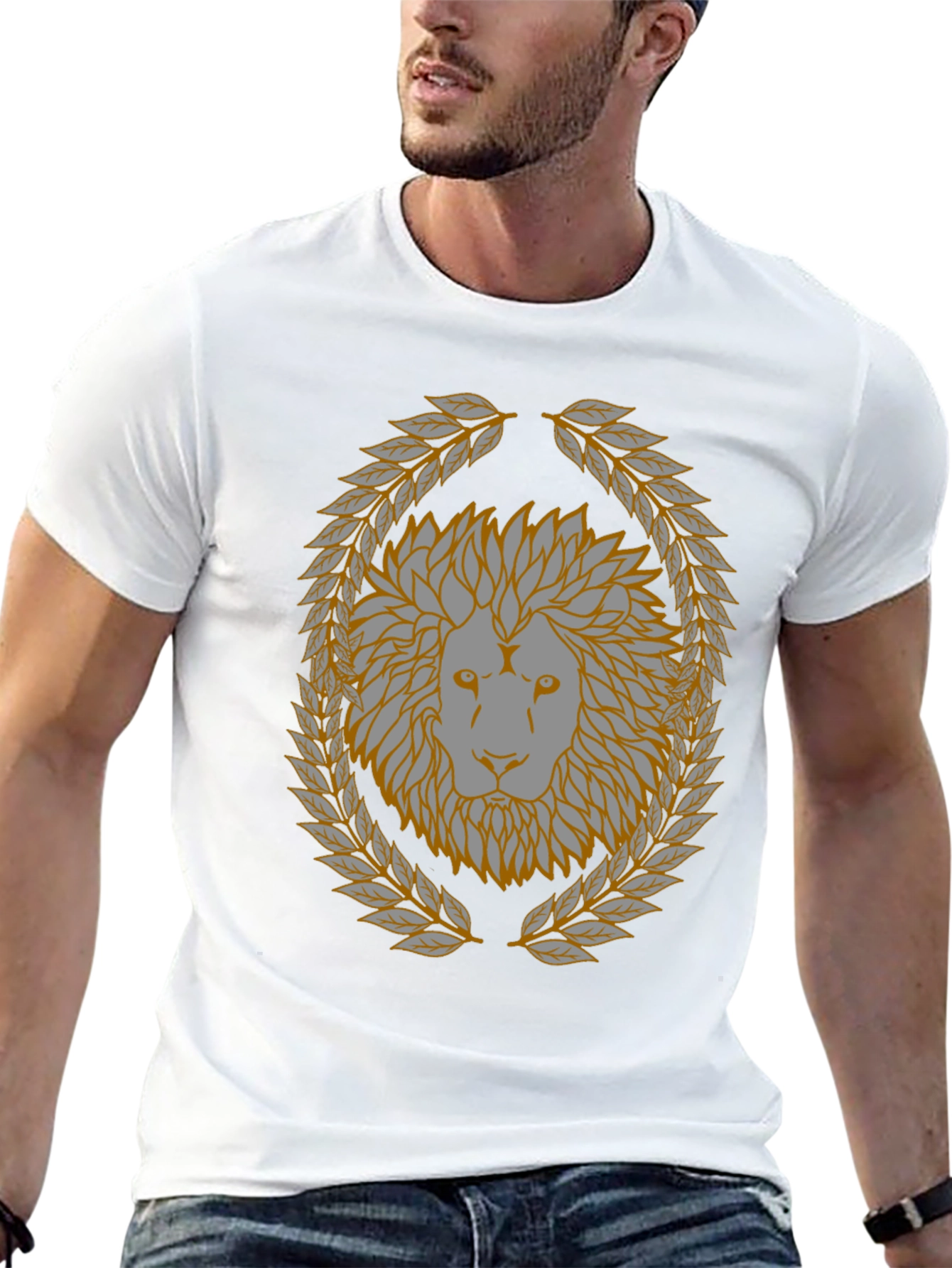 Lion Laurel Wreath Graphic T-Shirt