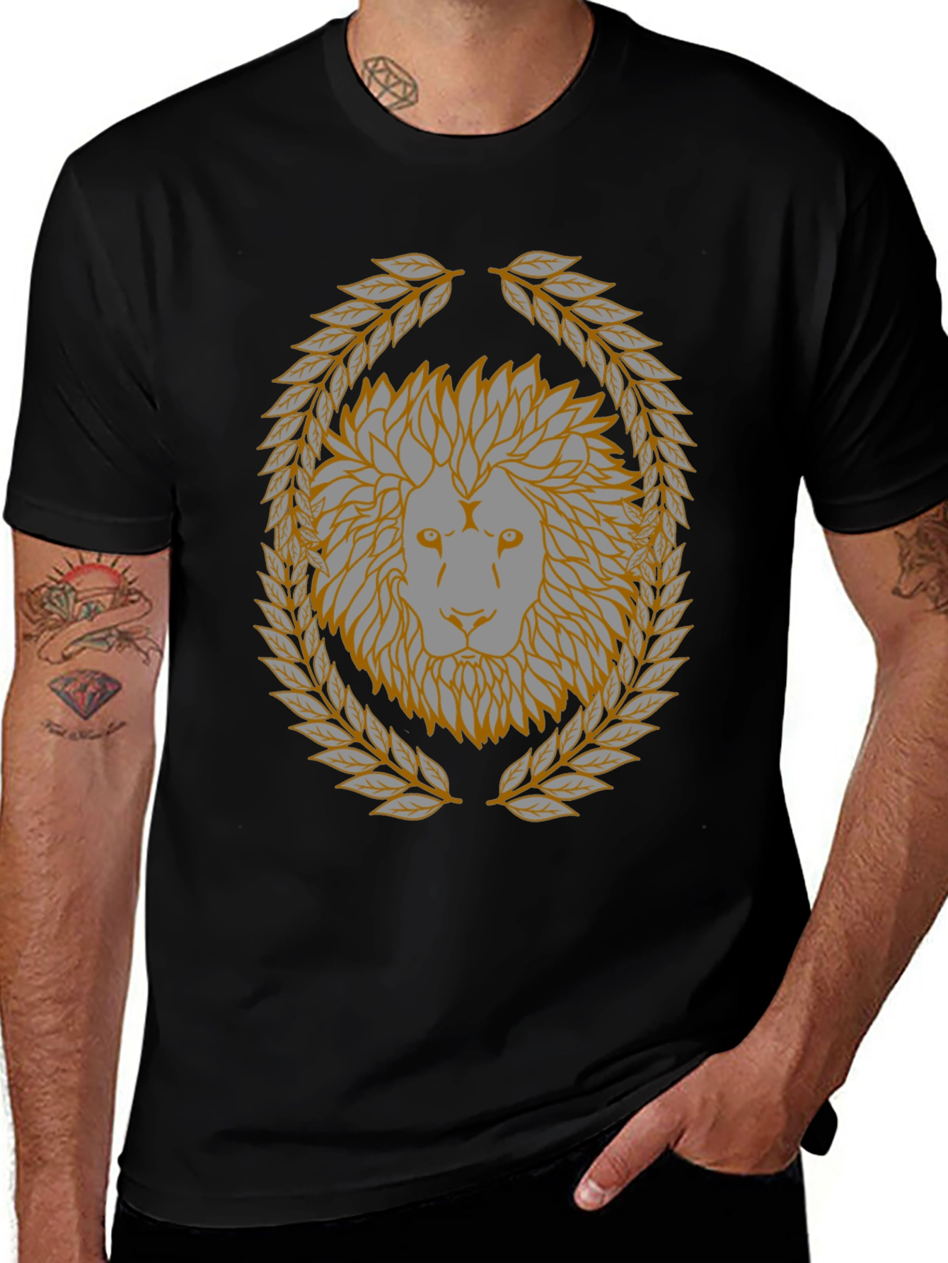 Lion Laurel Wreath Graphic T-Shirt