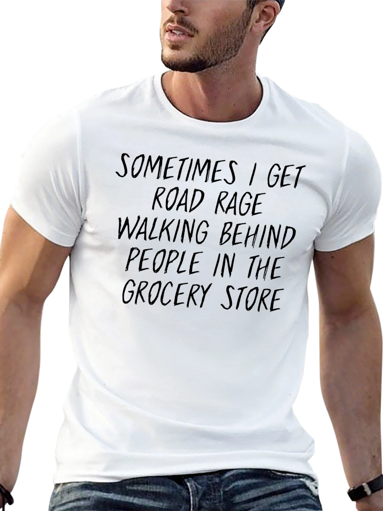 Road Rage Grocery Store Funny Black T-Shirt