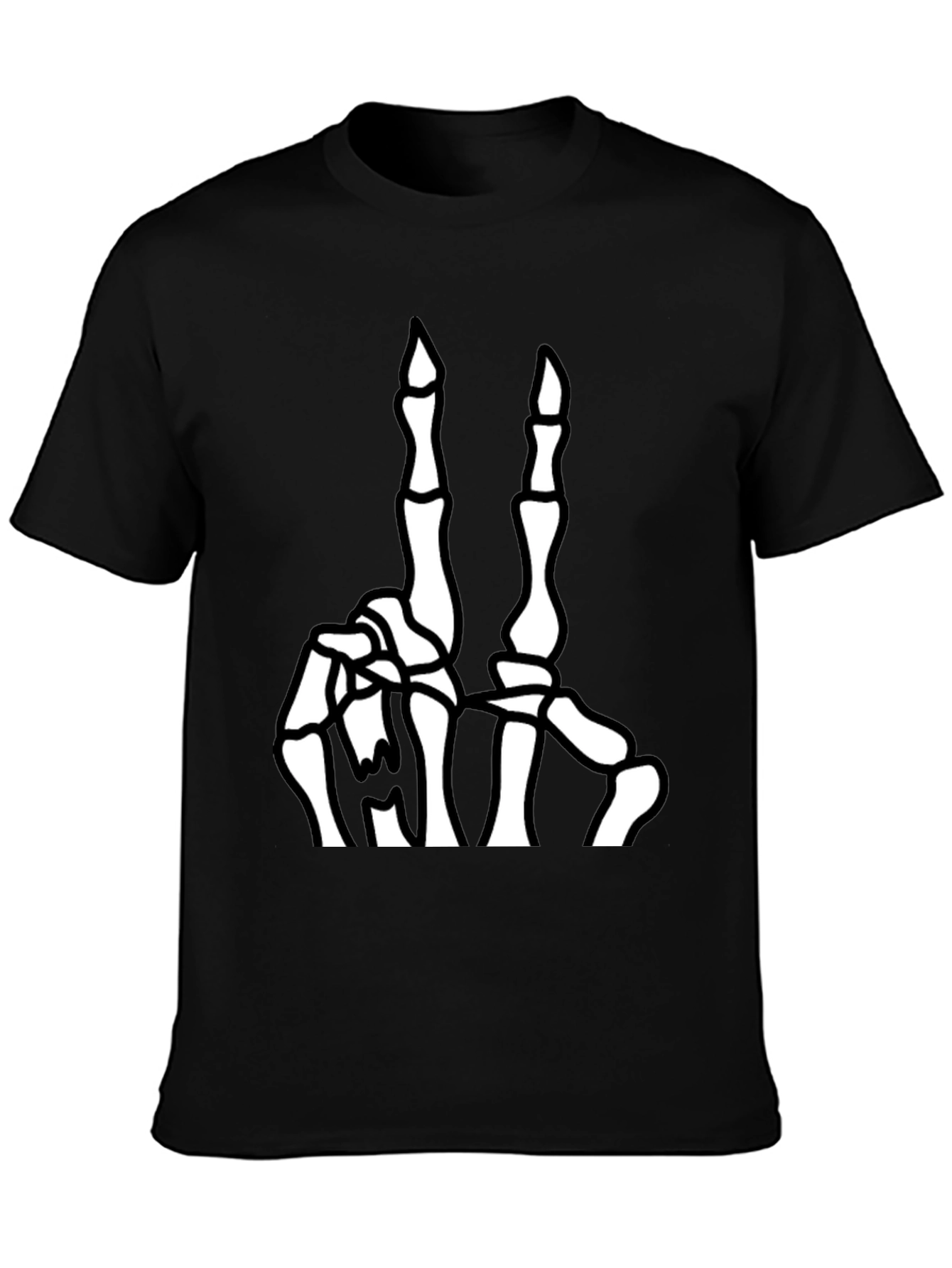 Skeleton Hand Peace Sign Graphic Tee