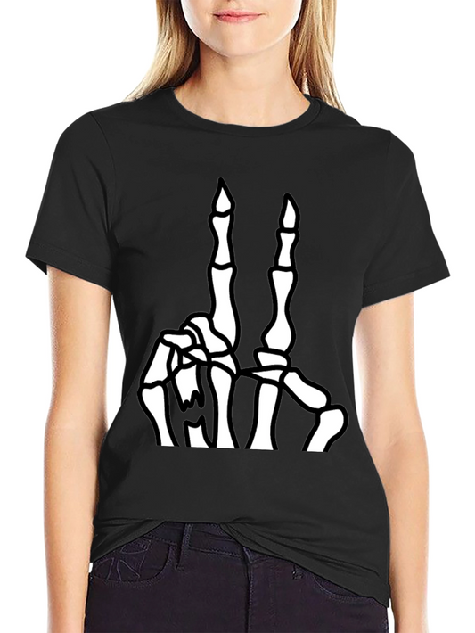 Skeleton Hand Peace Sign Graphic Tee