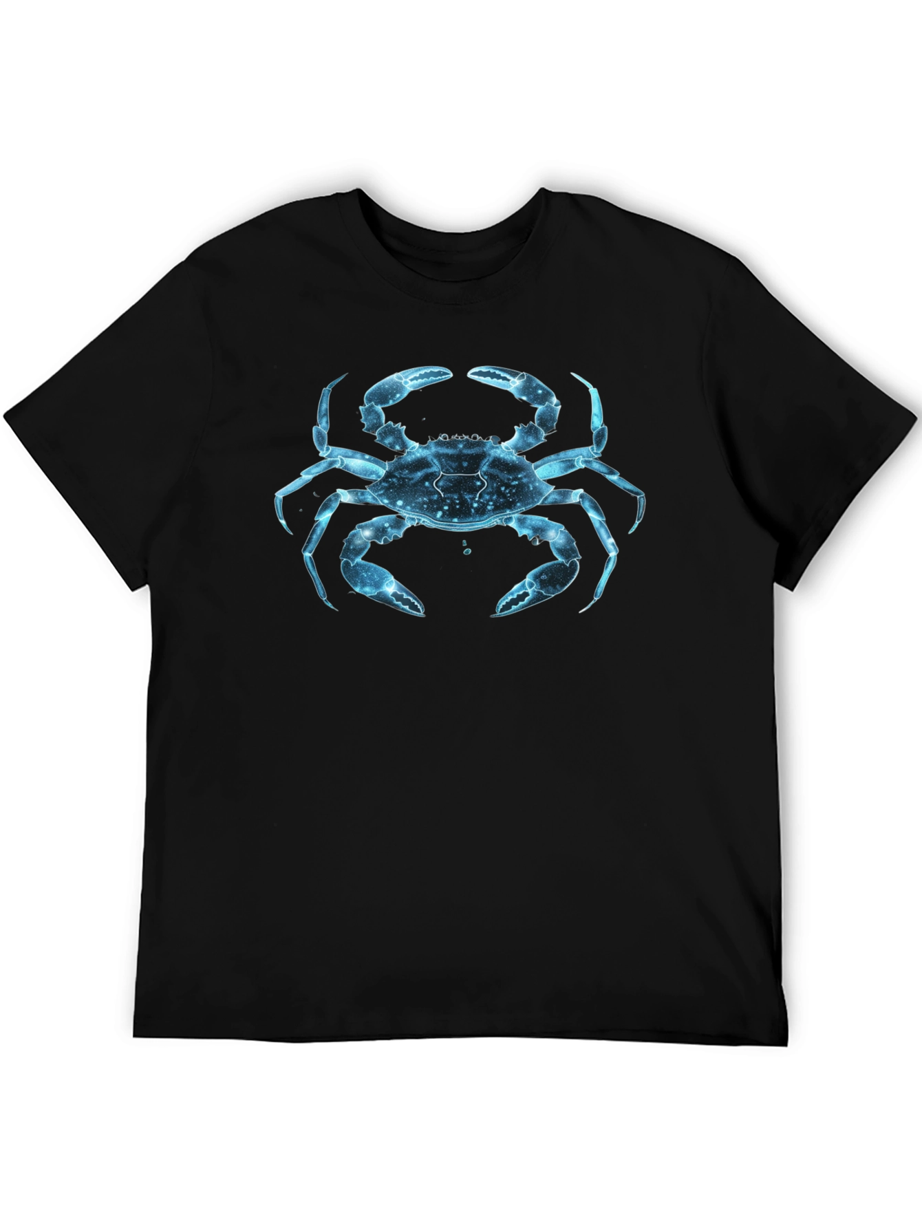 Blue Crab Graphic Print Black T-Shirt