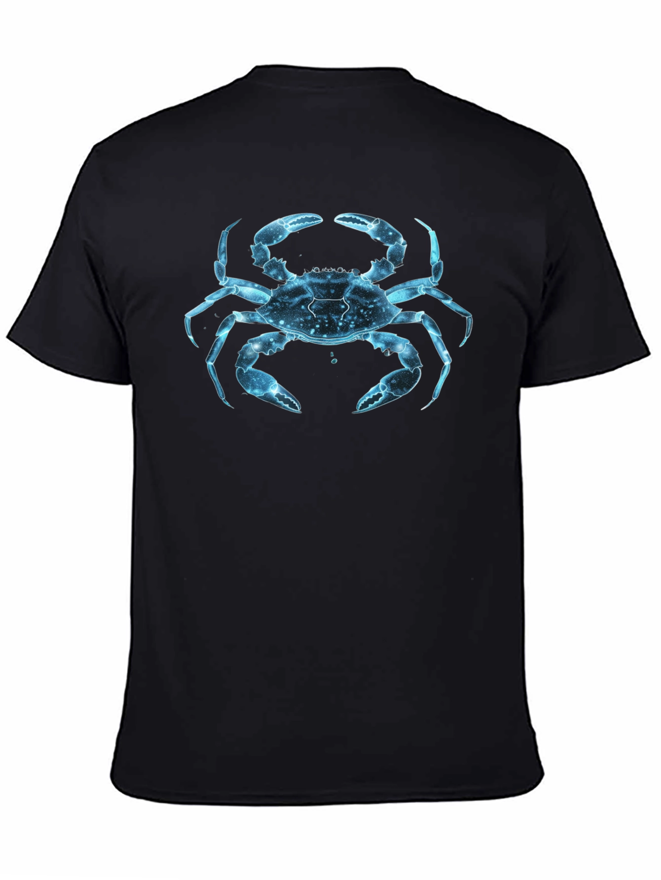 Blue Crab Graphic Print Black T-Shirt
