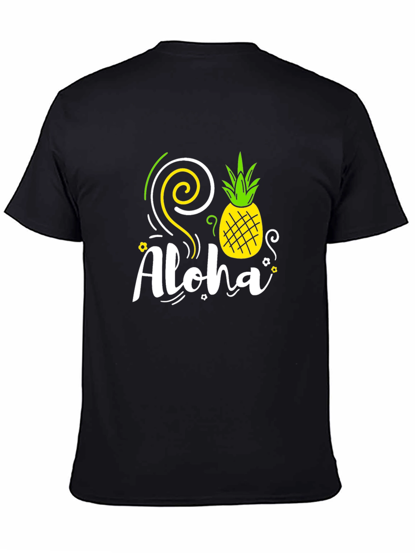 Aloha Pineapple Graphic Tee - Black Cotton T-Shirt