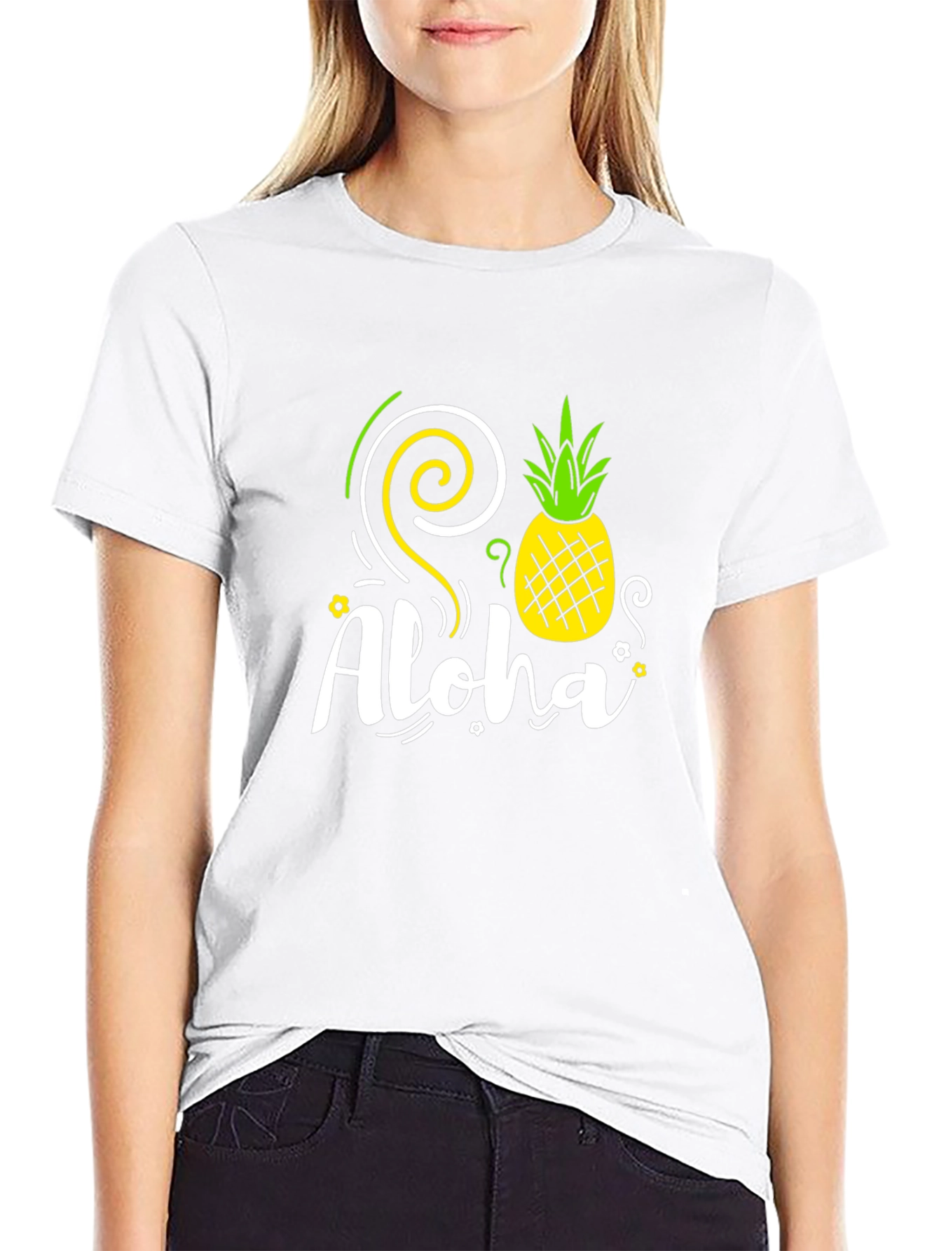 Aloha Pineapple Graphic Tee - Black Cotton T-Shirt