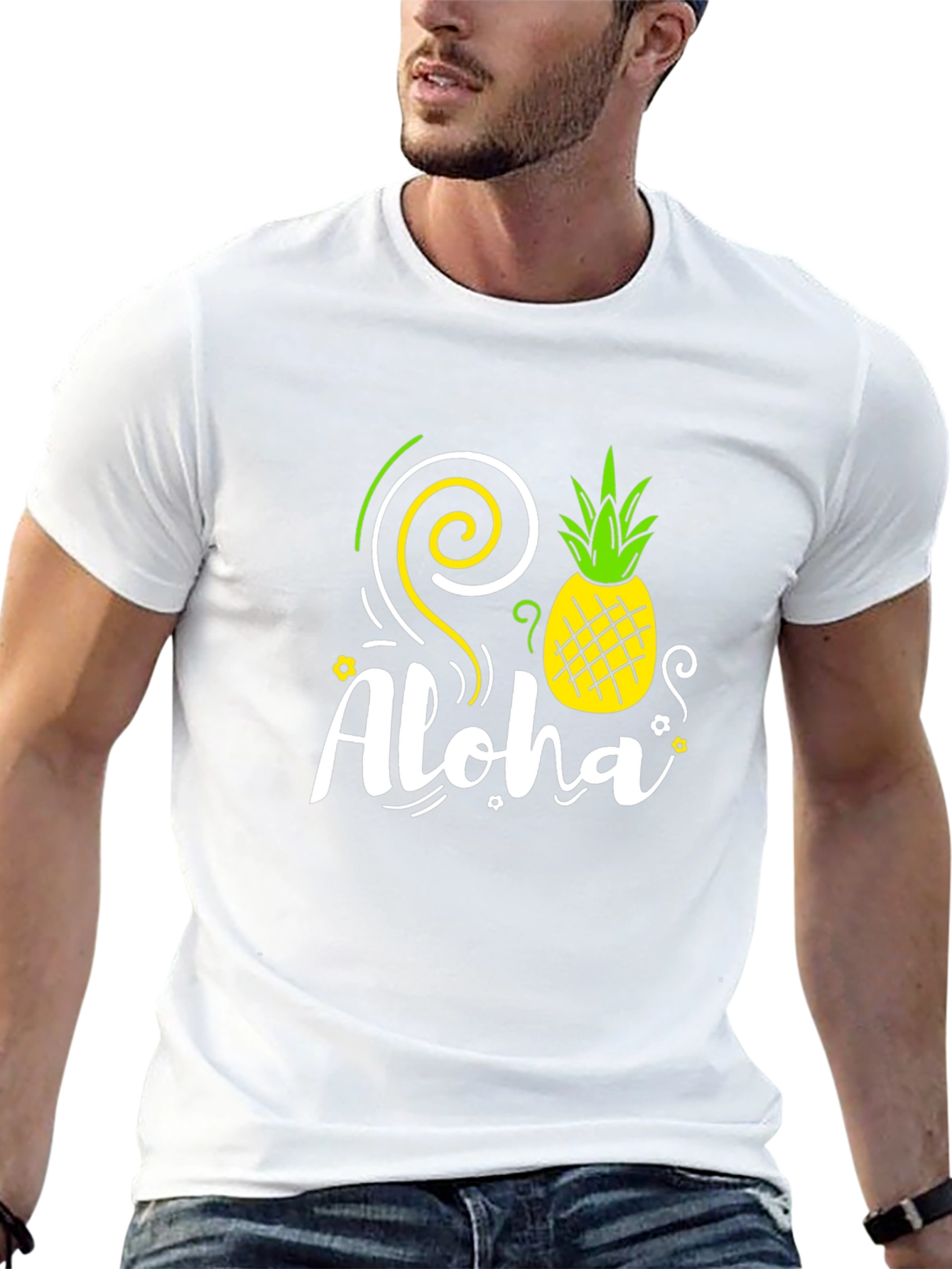 Aloha Pineapple Graphic Tee - Black Cotton T-Shirt