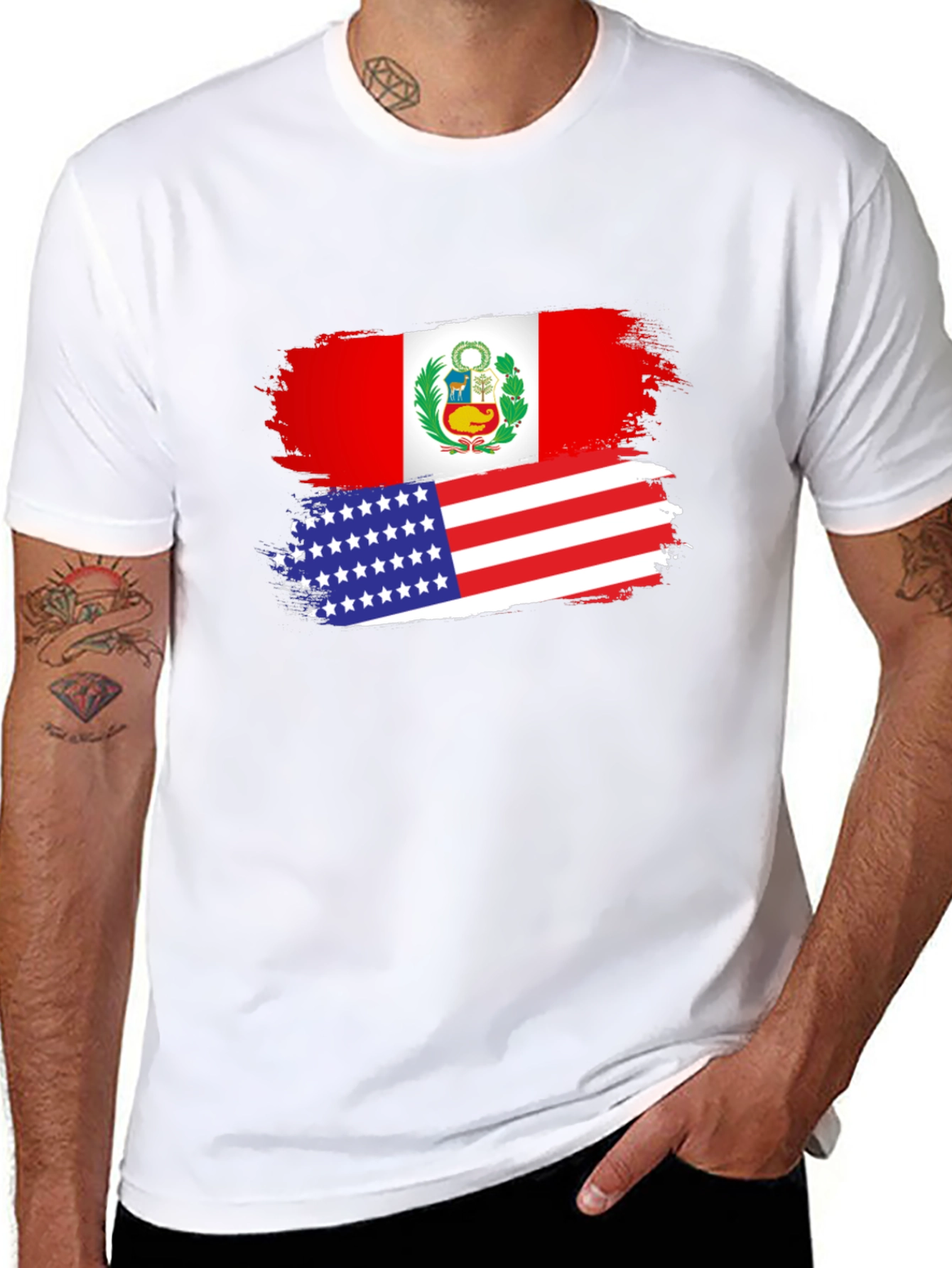 Peru USA Flag Graphic T-Shirt