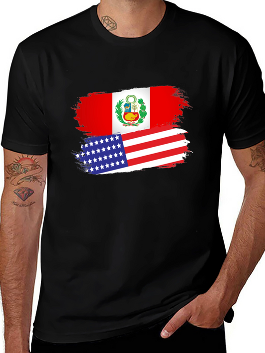 Peru USA Flag Graphic T-Shirt