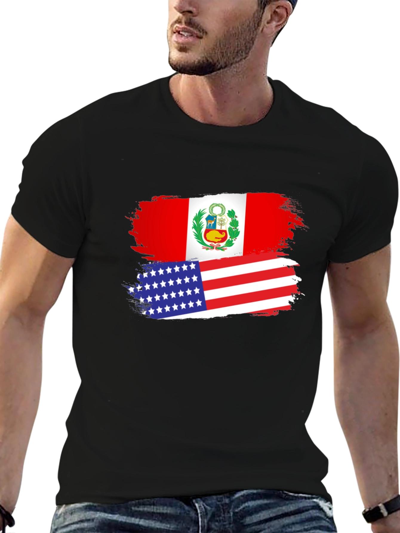 Peru USA Flag Graphic T-Shirt