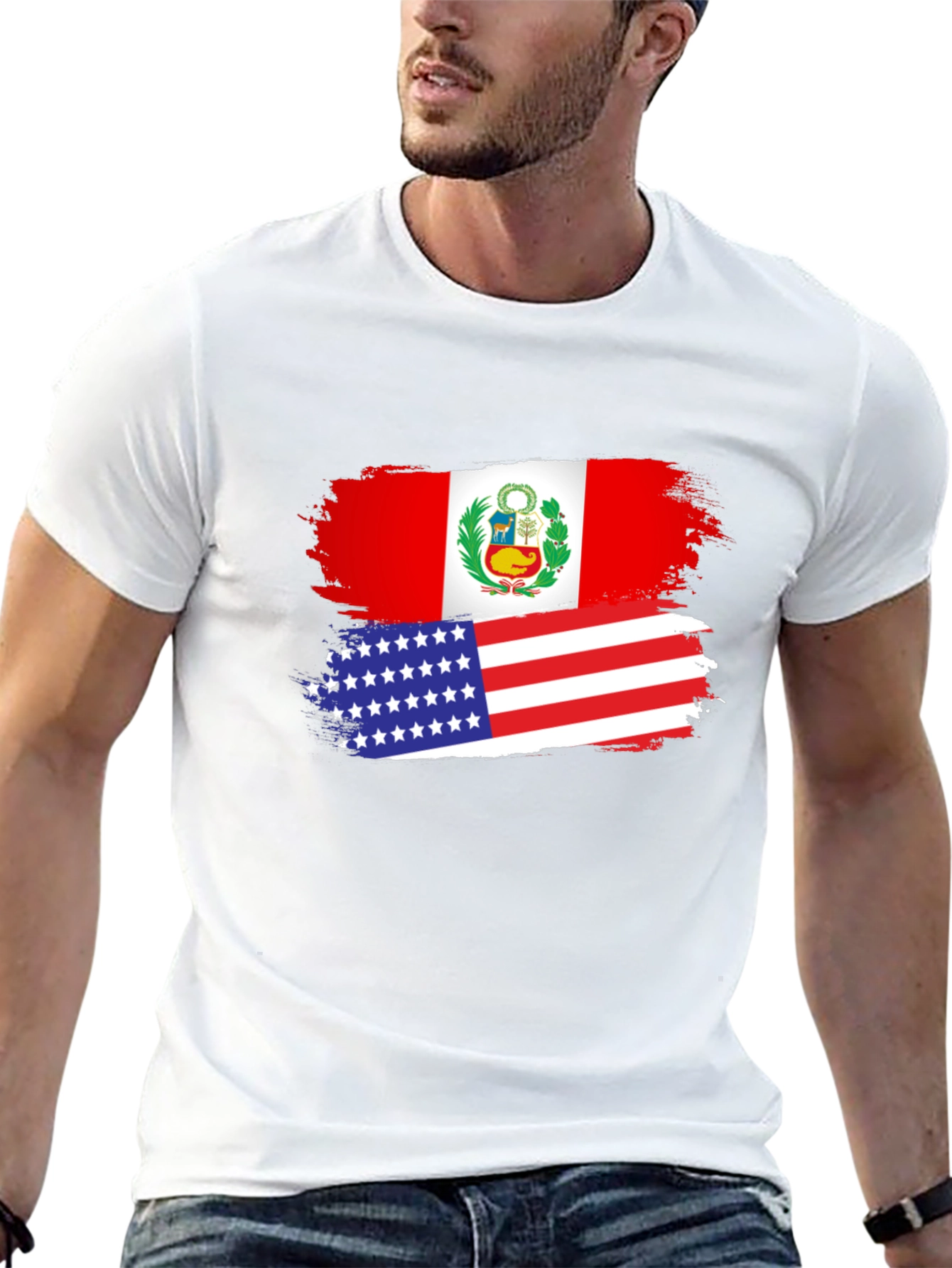 Peru USA Flag Graphic T-Shirt