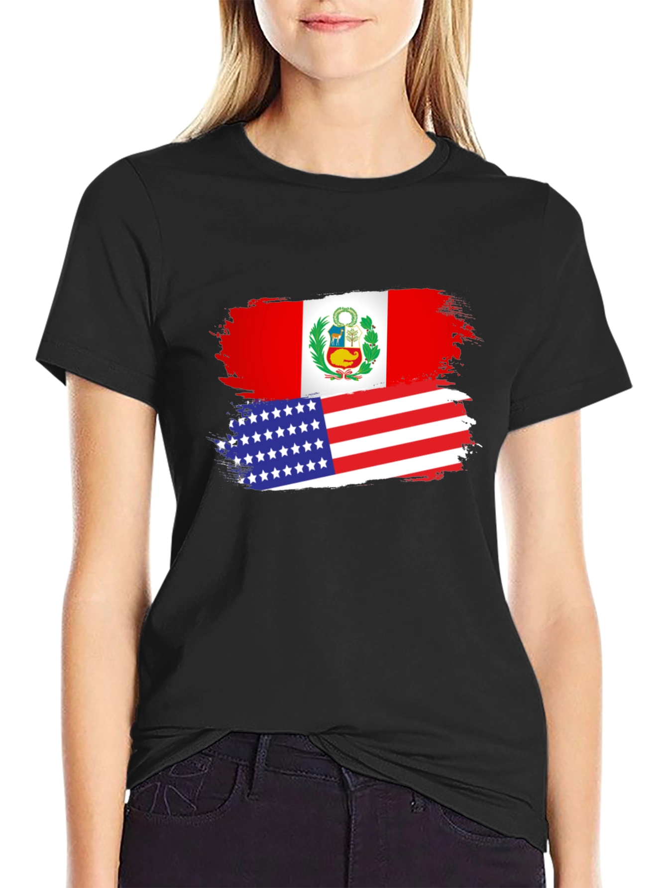 Peru USA Flag Graphic T-Shirt