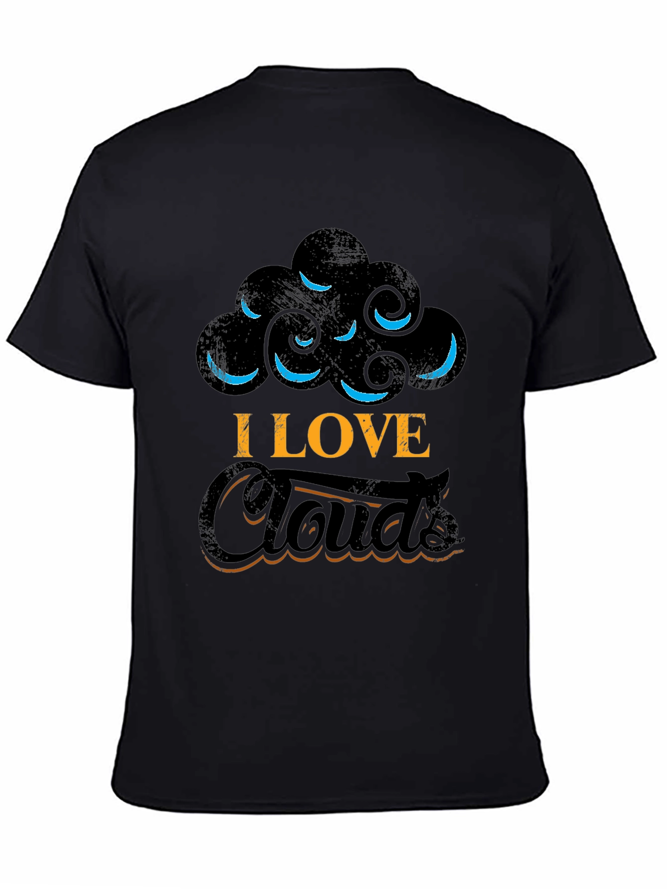 I Love Clouds Graphic Tee - Black Cotton T-Shirt
